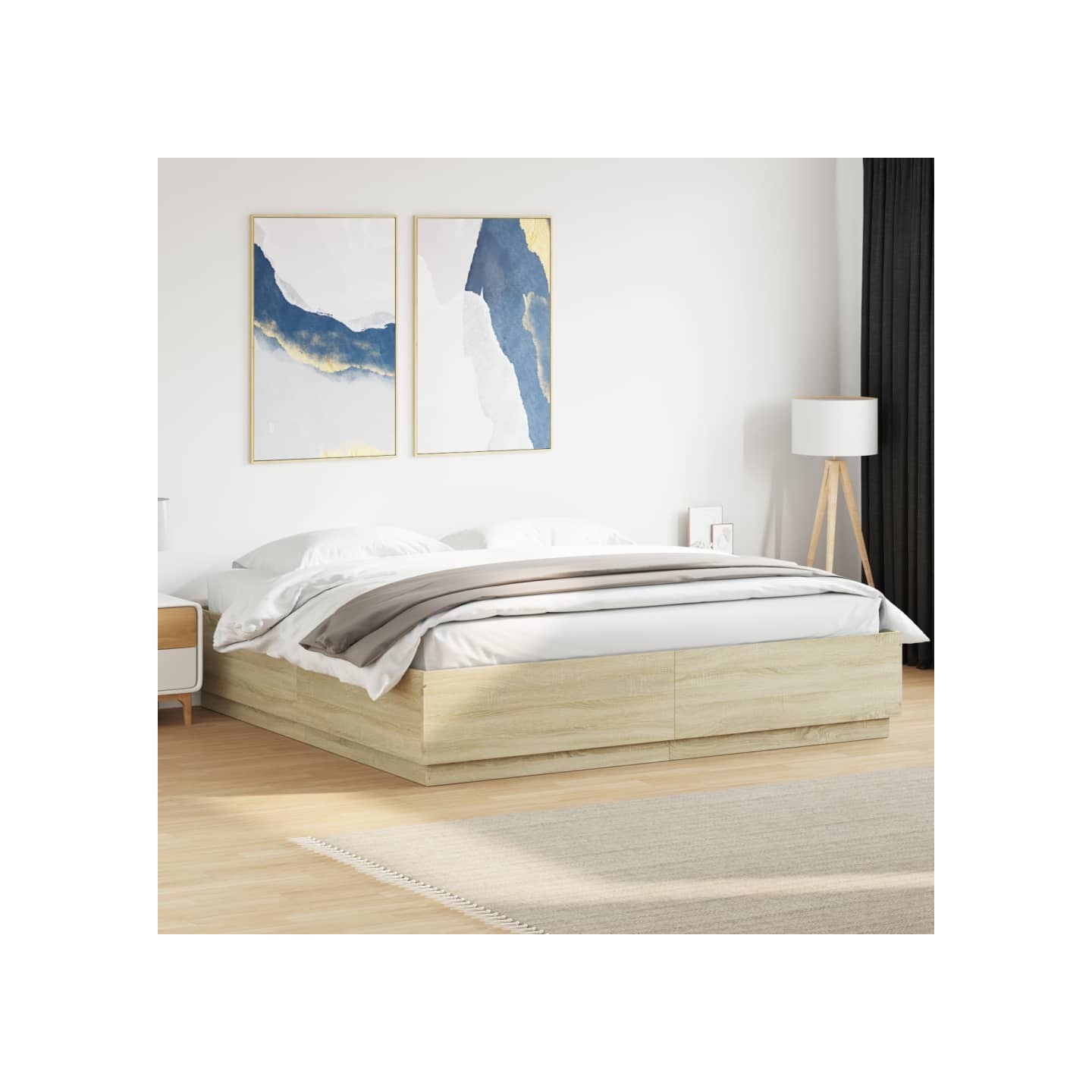 Cadre de lit avec LED sans matelas chêne sonoma 200x200 cm