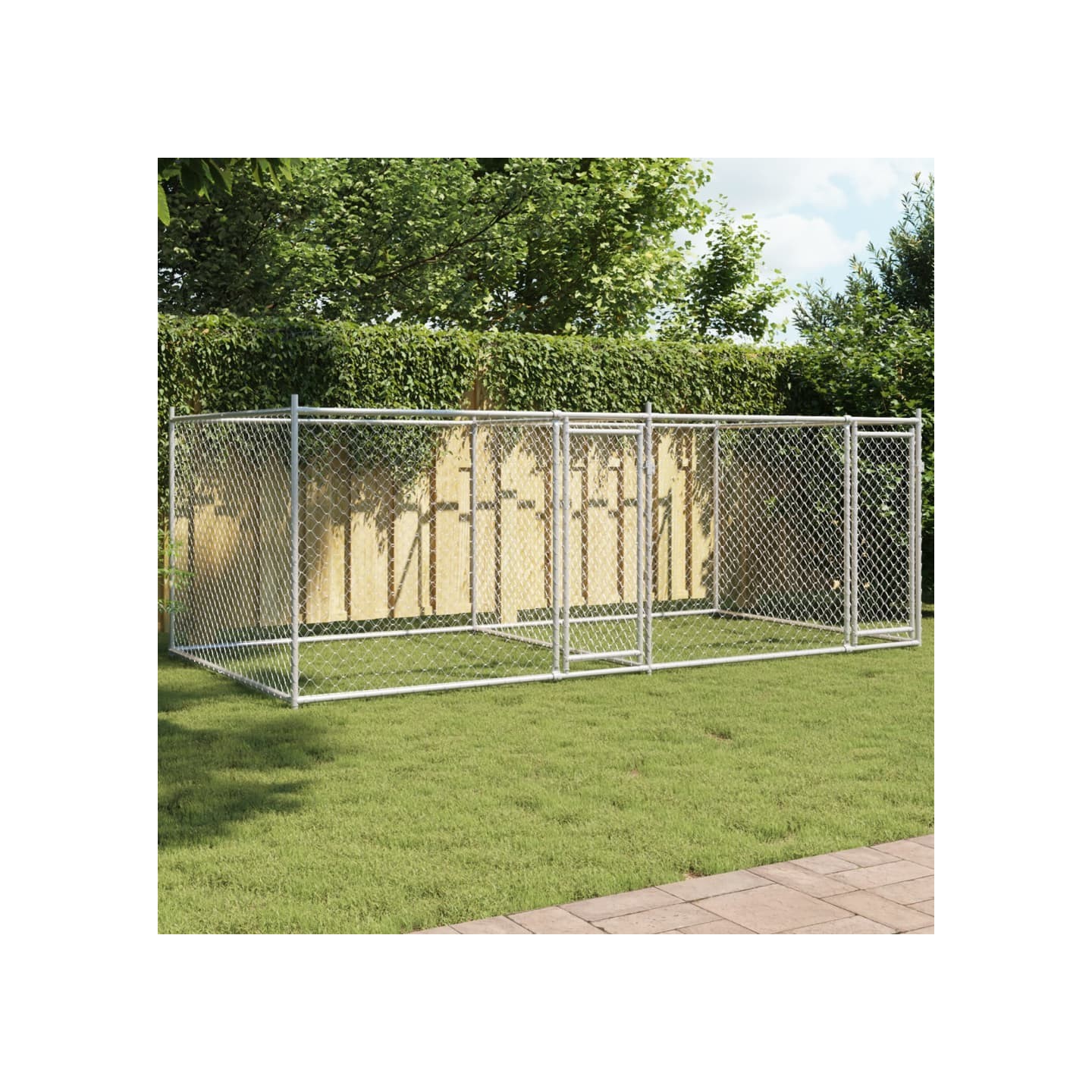 Cage pour chien avec portes gris 4x2x1,5 m acier galvanisé