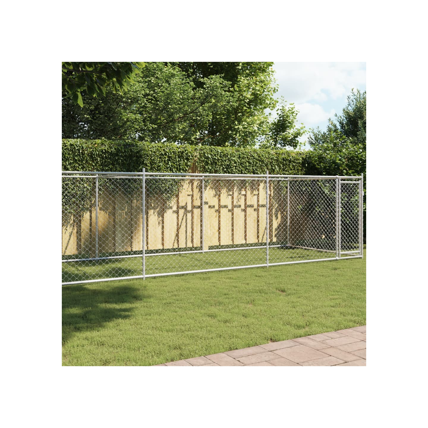 Cage pour chien avec porte gris 8x2x1,5 m acier galvanisé