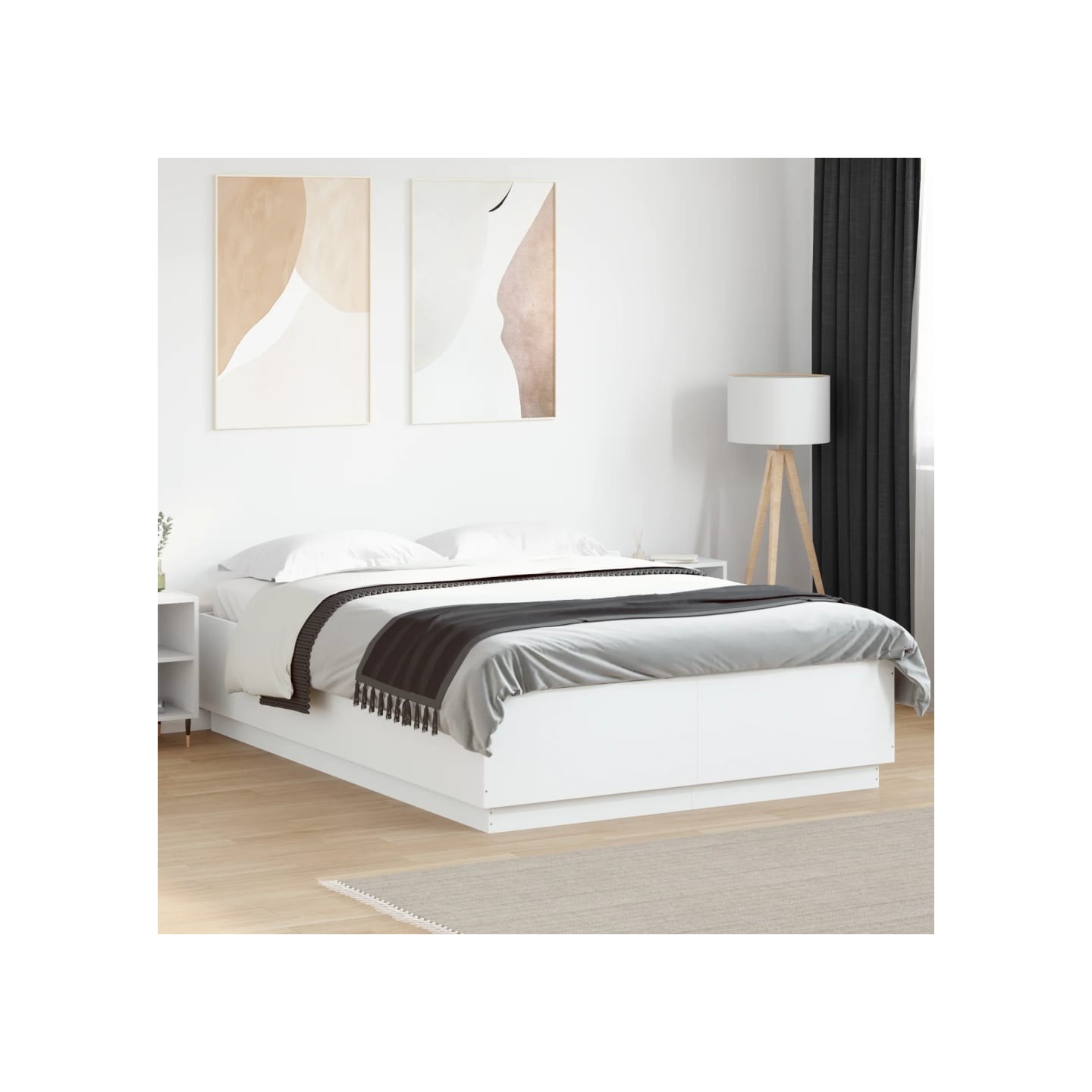 Cadre de lit avec LED sans matelas blanc 150x200 cm