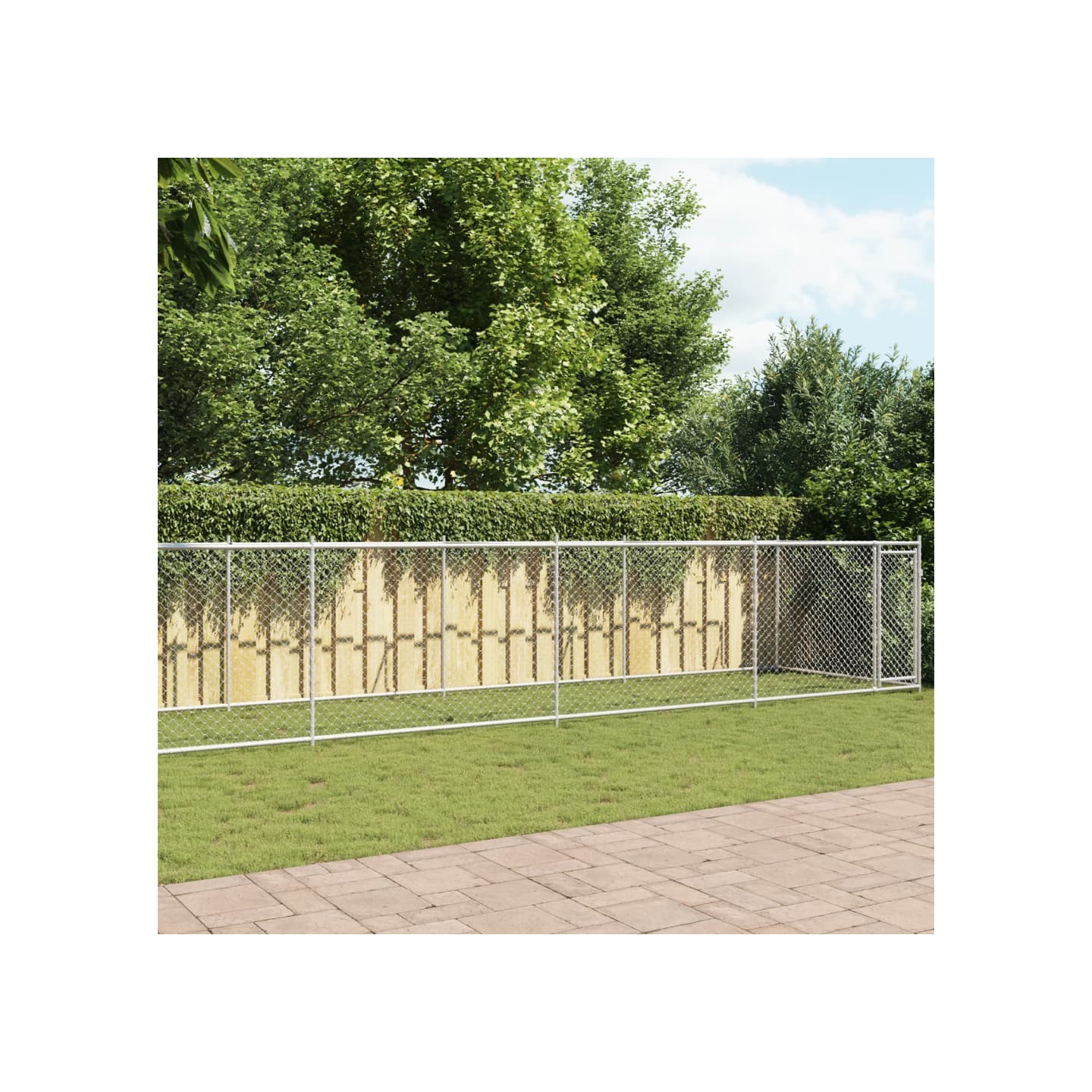Cage pour chien avec porte gris 10x2x1,5 m acier galvanisé