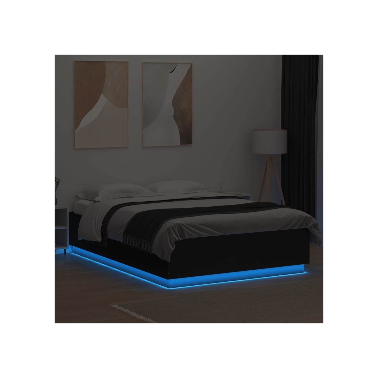Cadre de lit avec LED sans matelas noir 150x200 cm