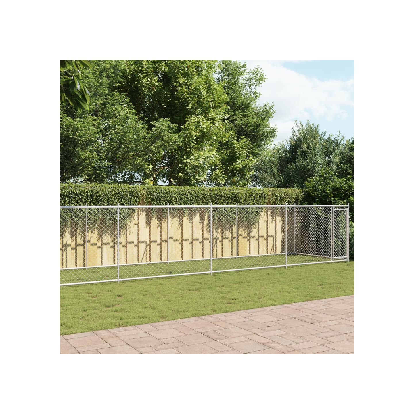 Cage pour chien avec porte gris 12x2x1,5 m acier galvanisé