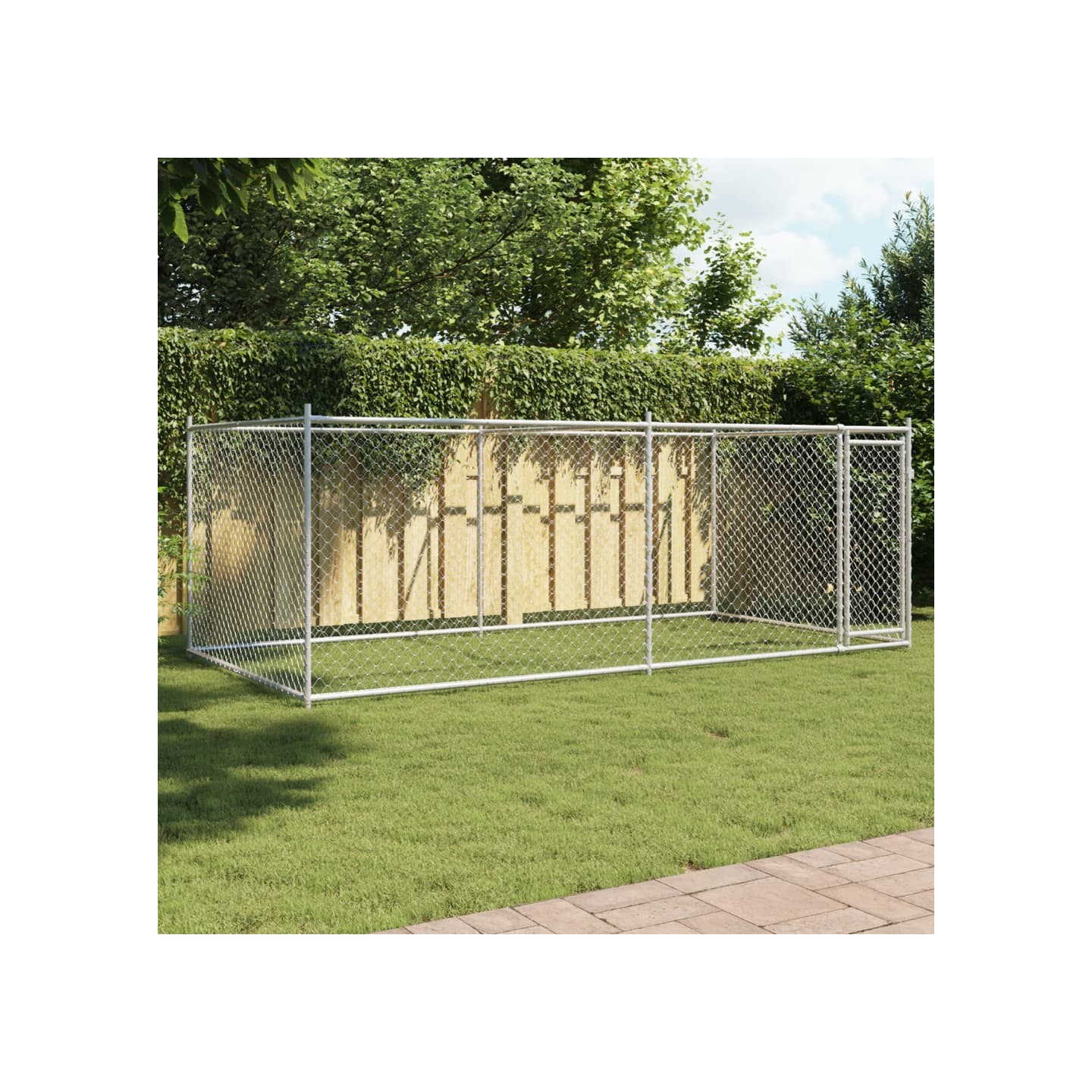 Cage pour chien avec porte gris 4x2x1,5 m acier galvanisé