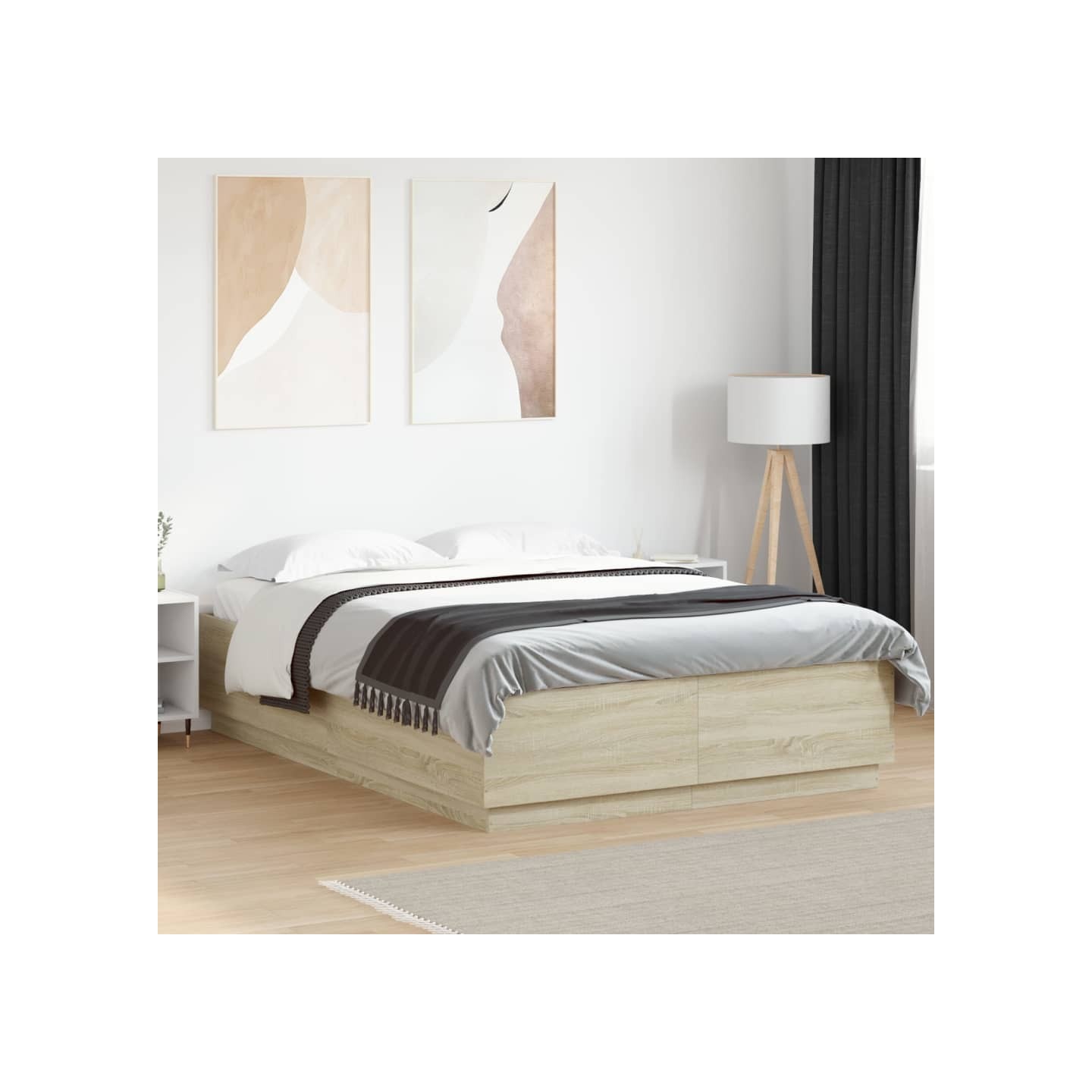 Cadre de lit avec LED sans matelas chêne sonoma 120x200 cm