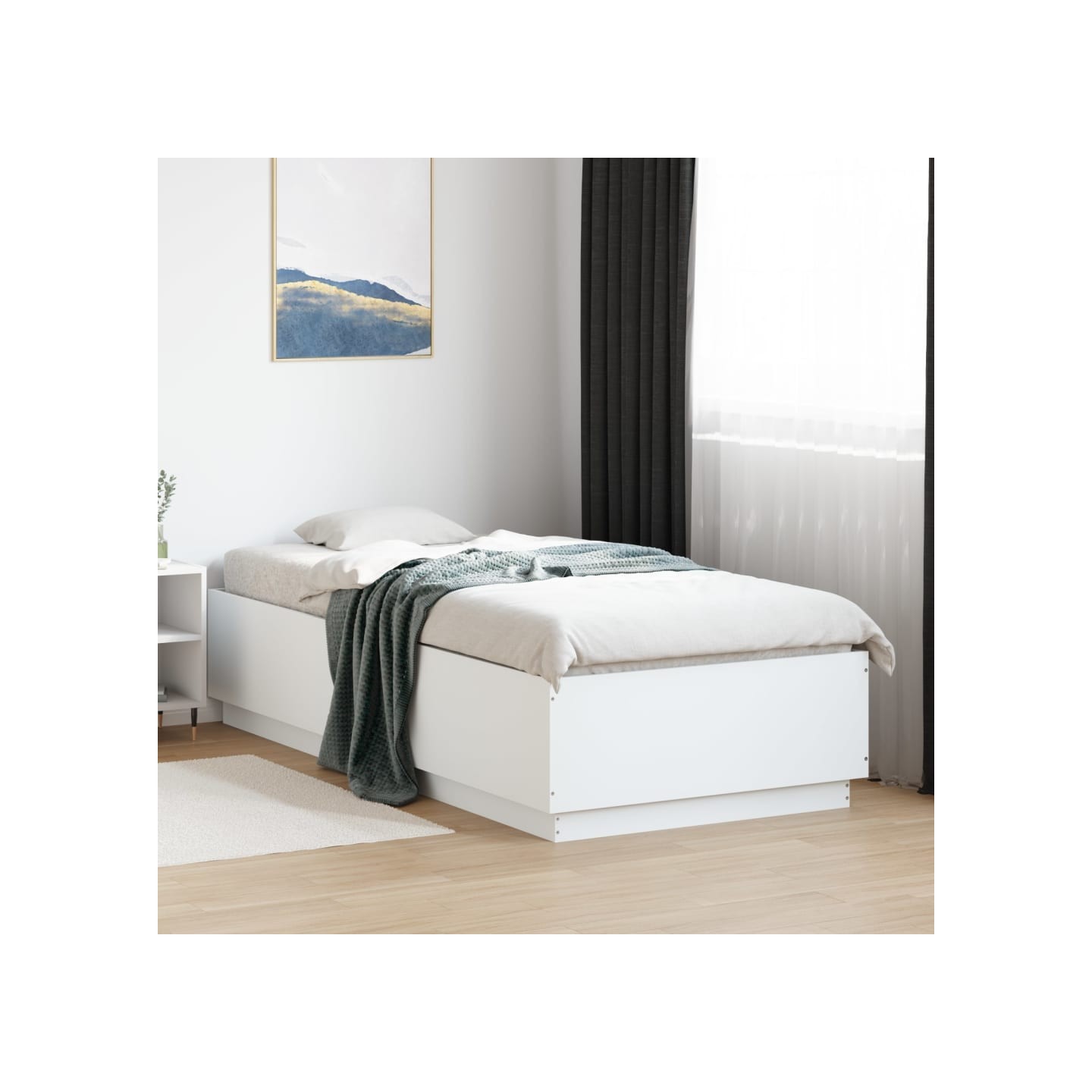Cadre de lit avec LED sans matelas blanc 100x200 cm