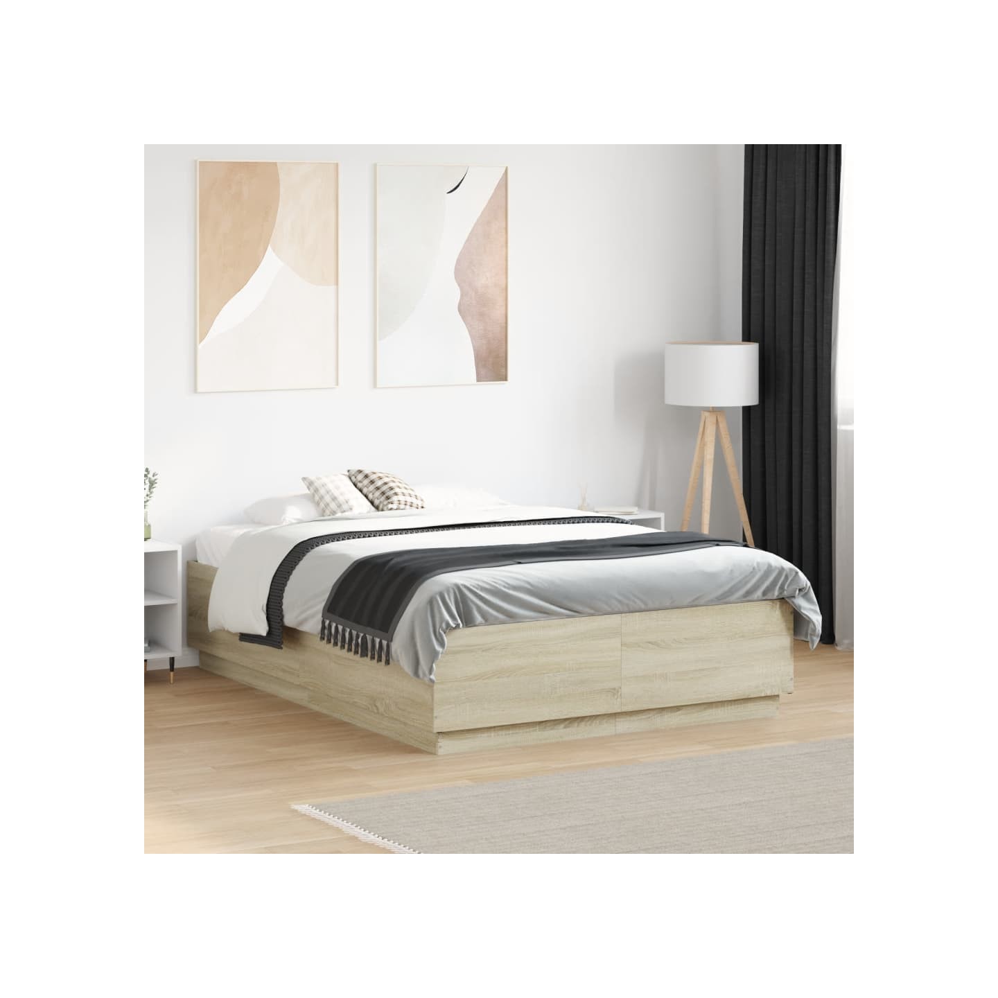 Cadre de lit avec LED sans matelas chêne sonoma 140x190 cm