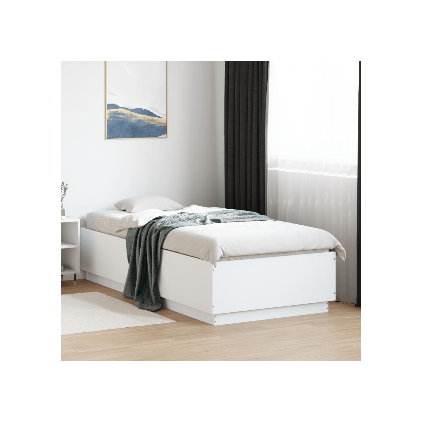 Cadre de lit avec LED sans matelas blanc 90x200 cm