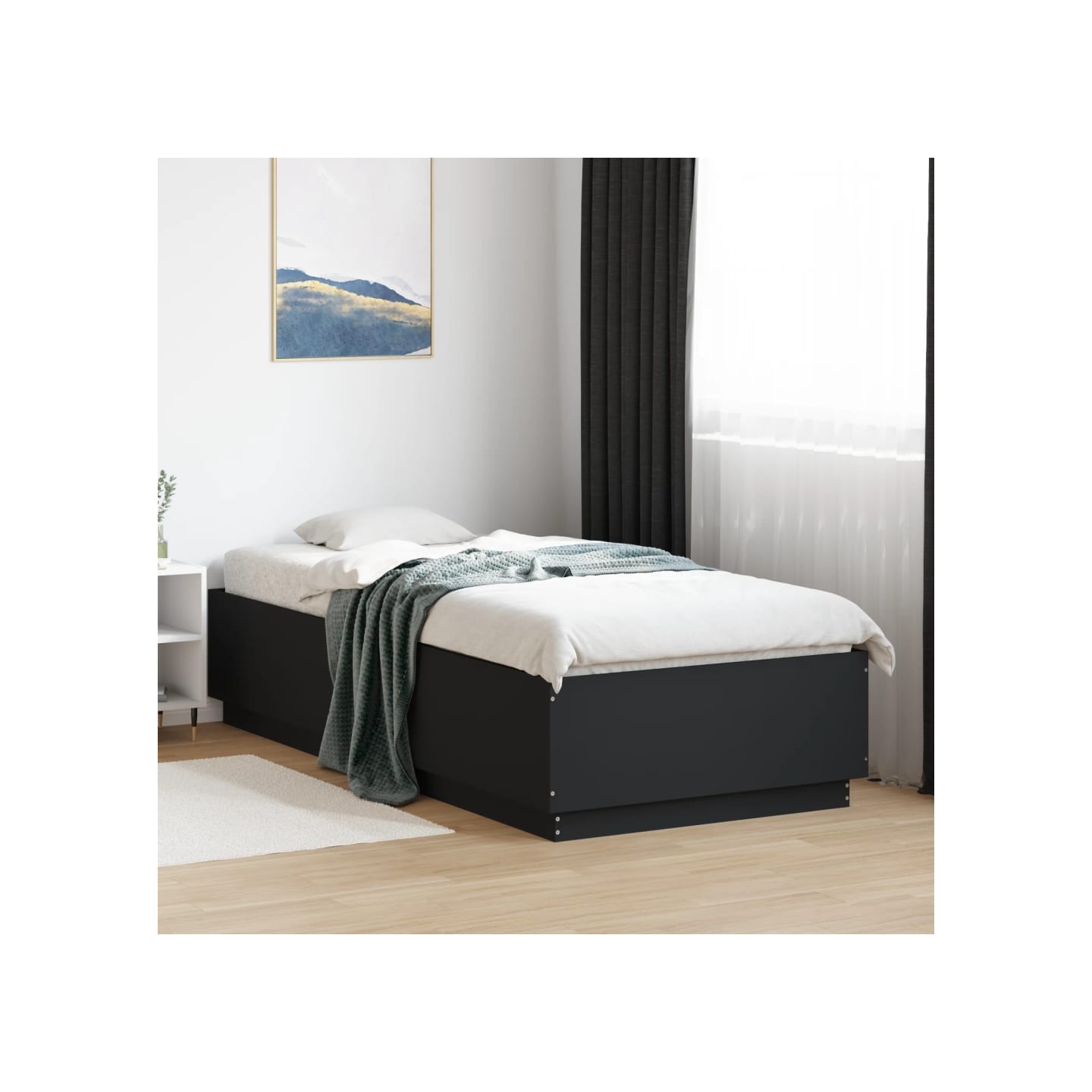 Cadre de lit avec LED sans matelas noir 90x200 cm