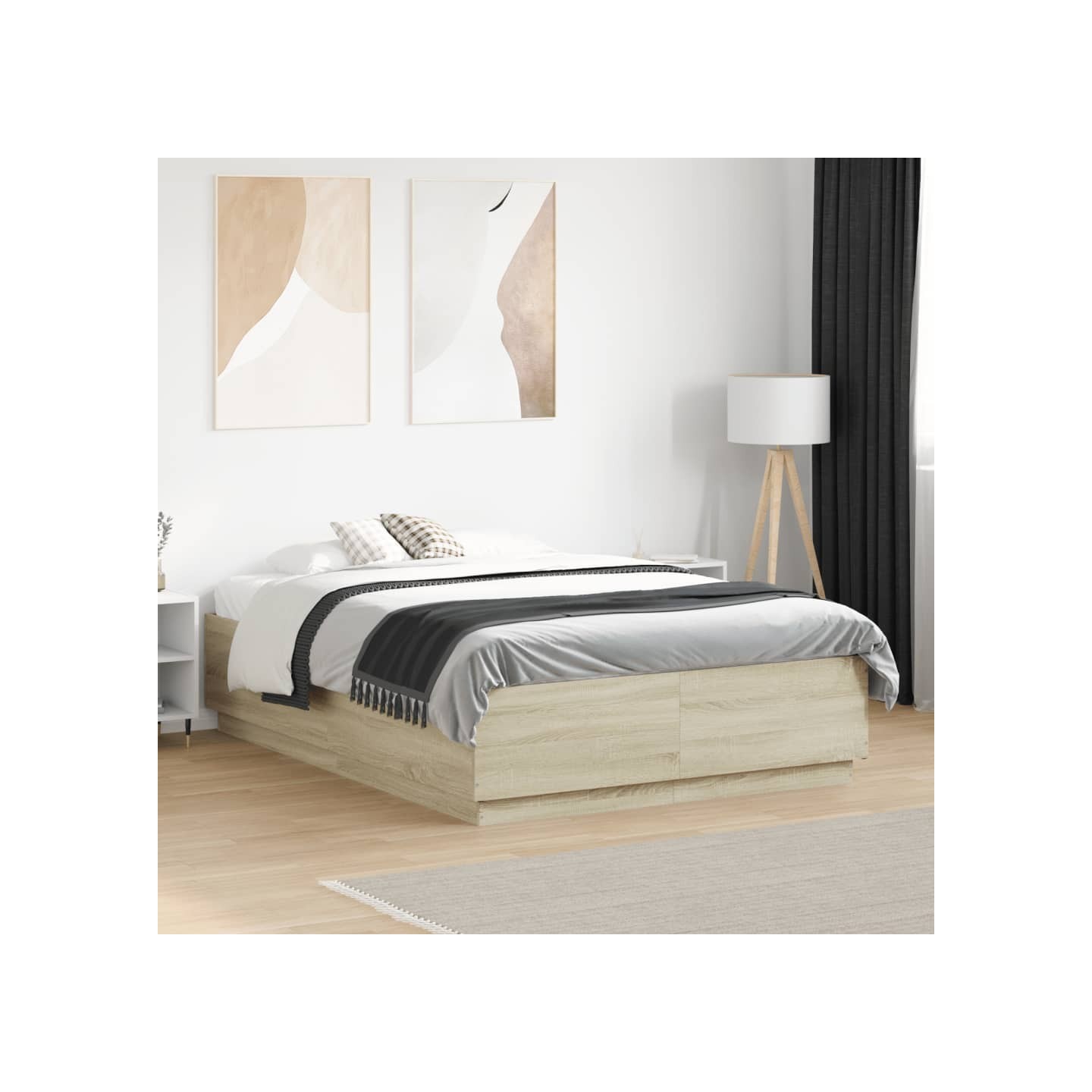 Cadre de lit avec LED sans matelas chêne sonoma 120x190 cm