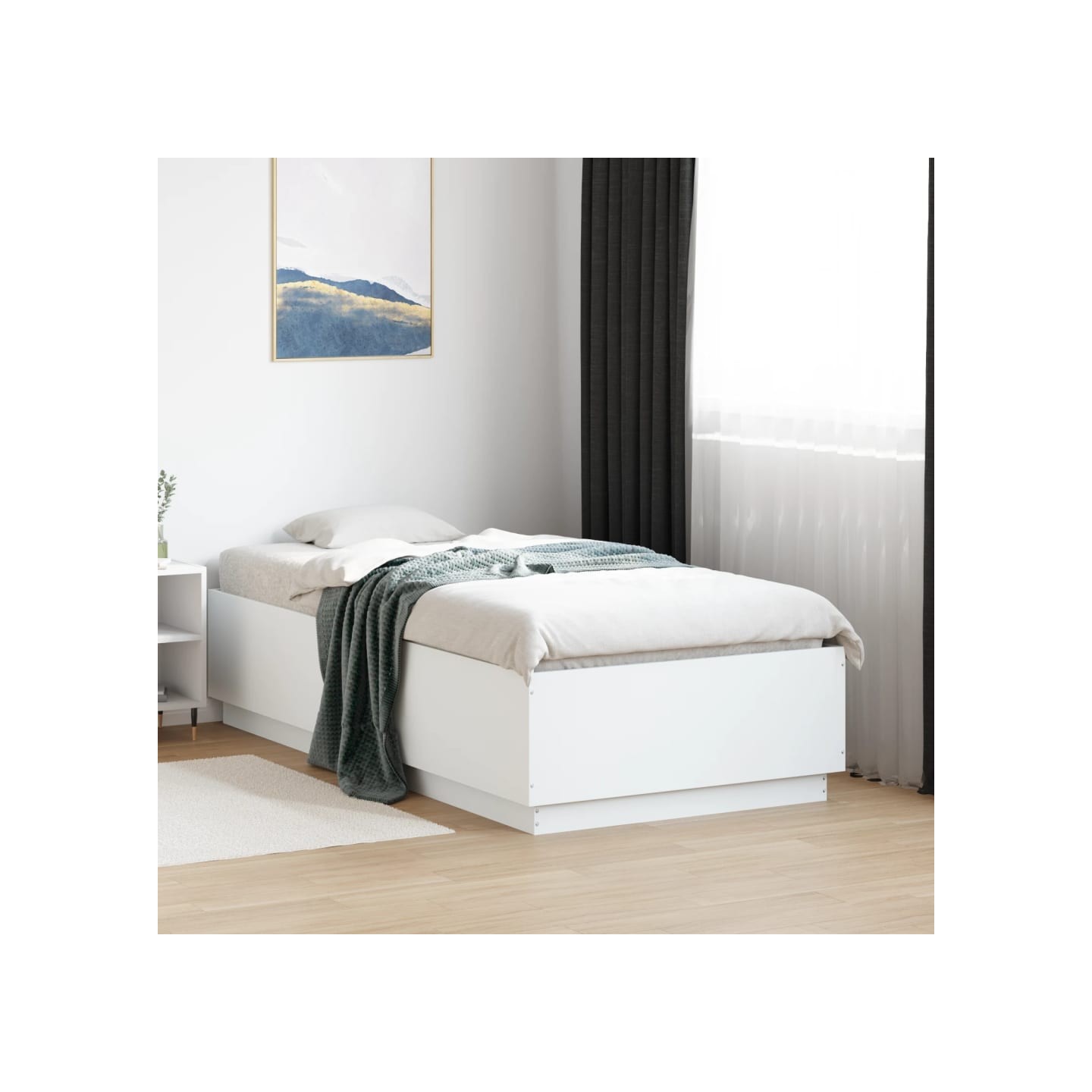 Cadre de lit avec LED sans matelas blanc 75x190 cm