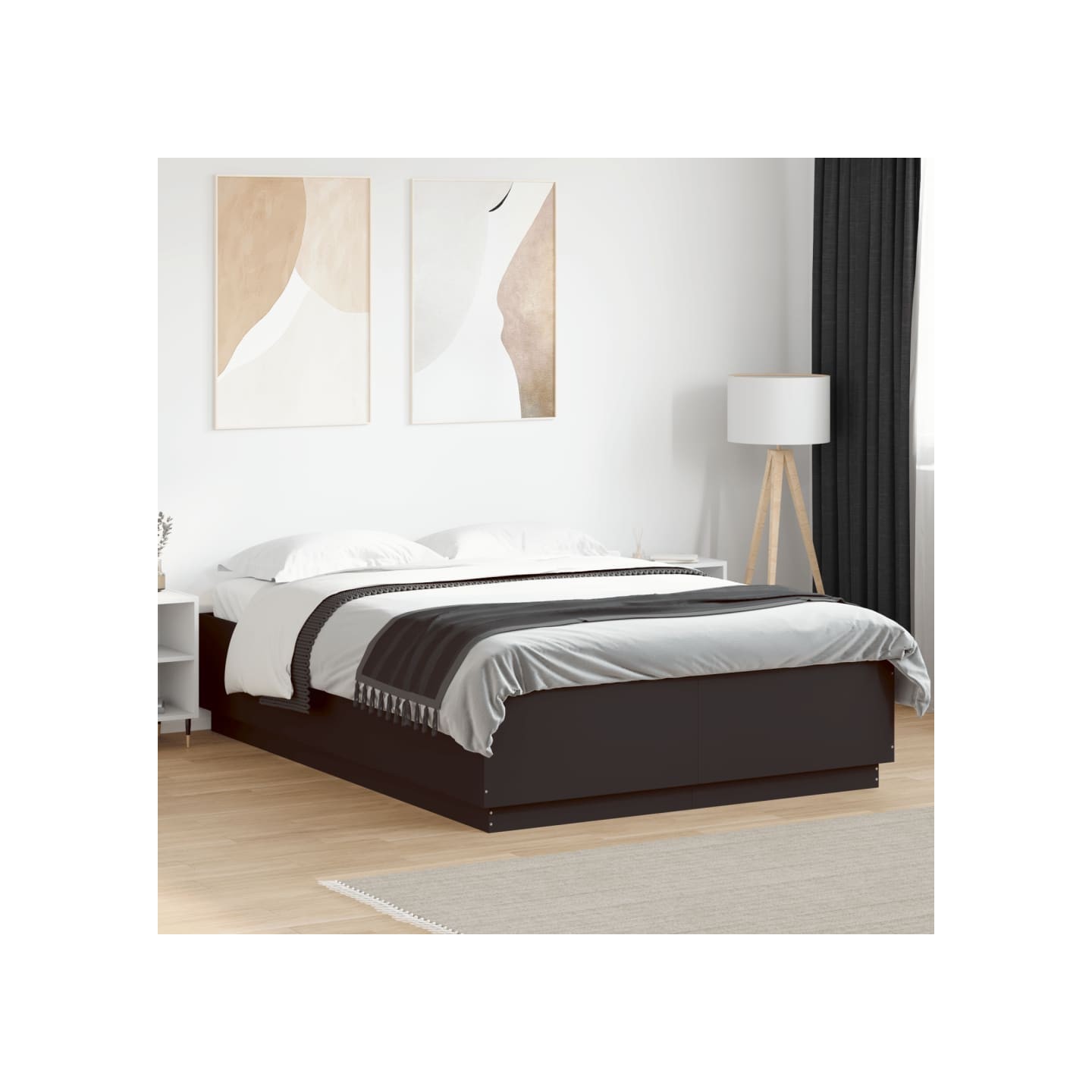 Cadre de lit sans matelas noir 150x200 cm