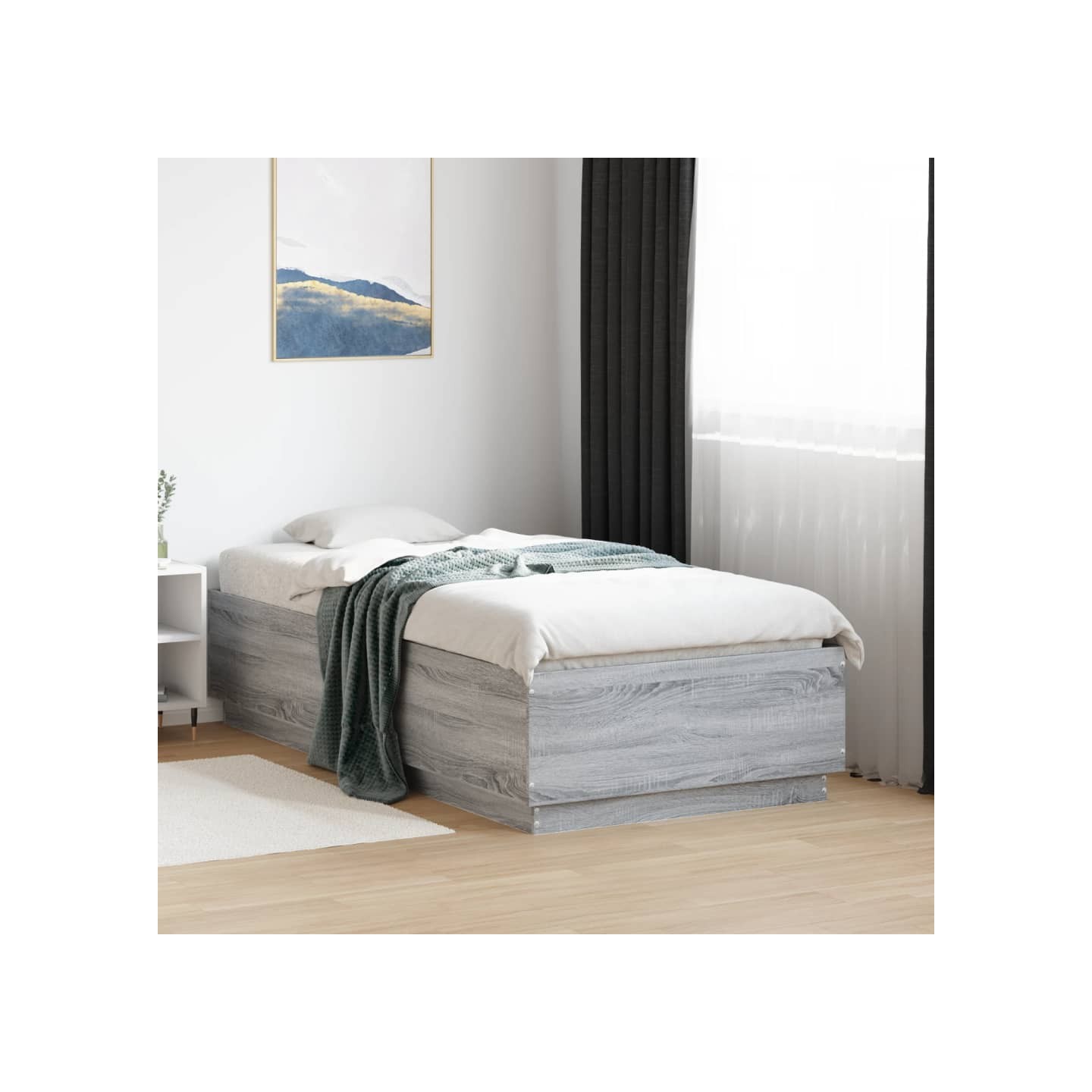 Cadre de lit avec LED sans matelas sonoma gris 75x190 cm