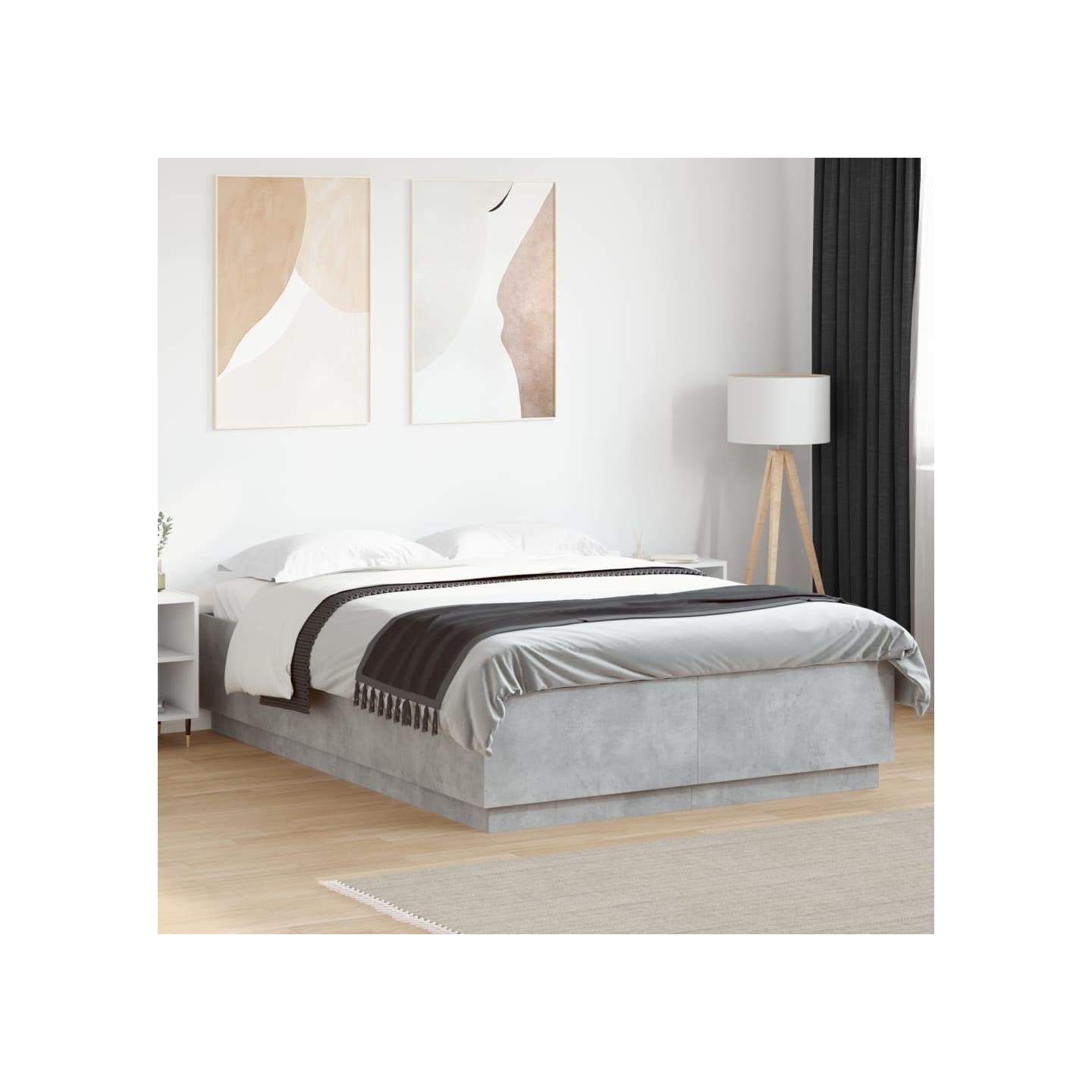 Cadre de lit sans matelas gris béton 150x200 cm