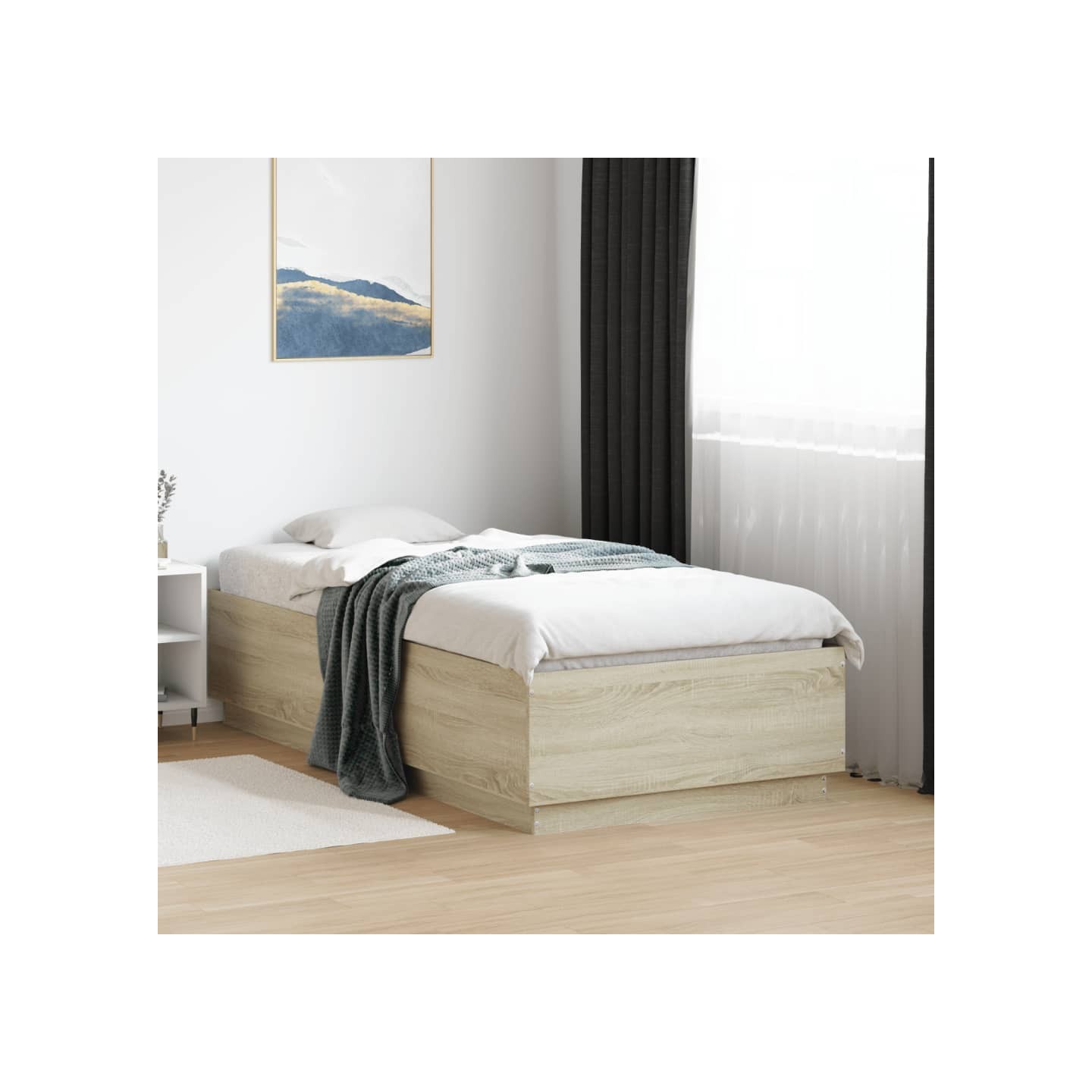 Cadre de lit avec LED sans matelas chêne sonoma 75x190 cm