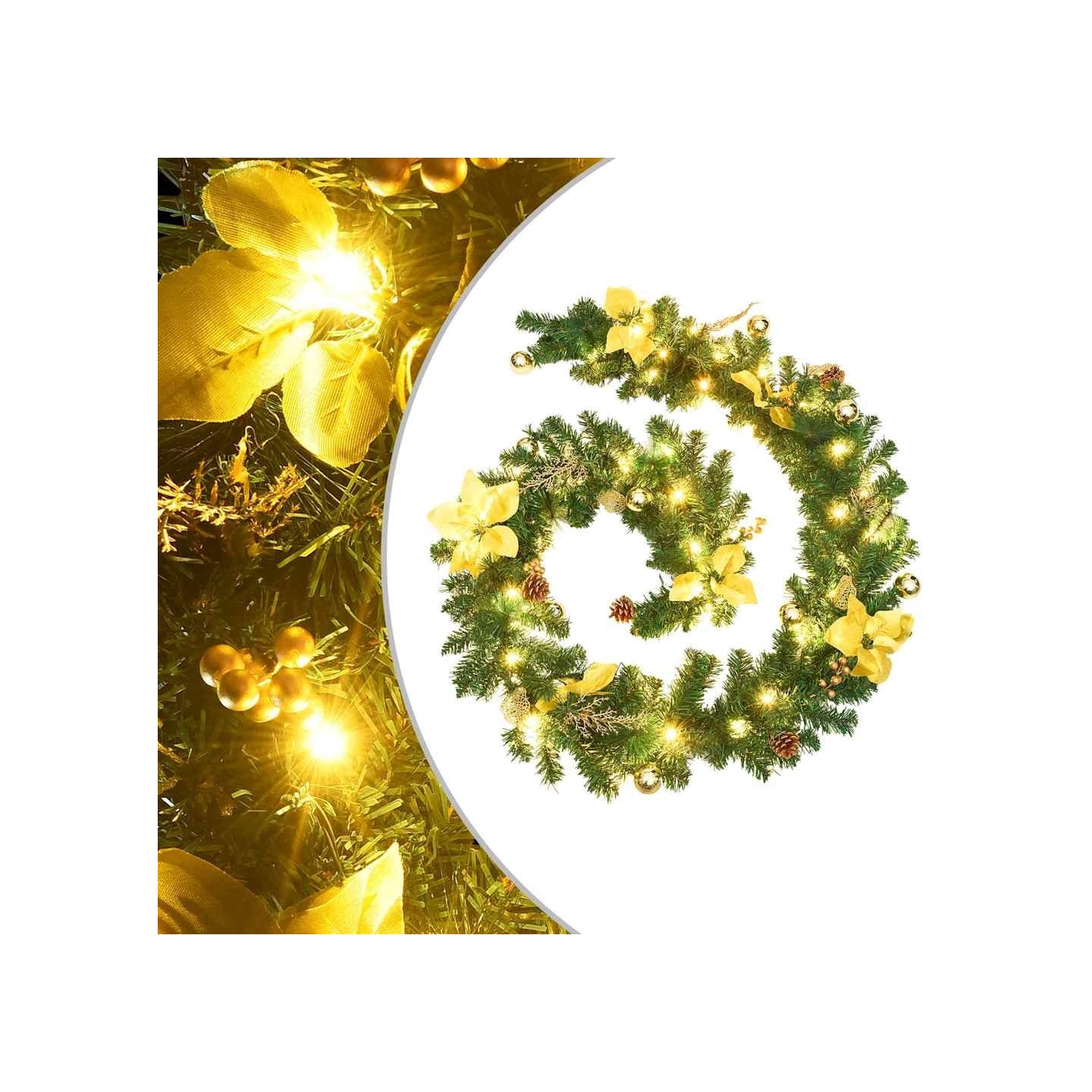 Guirlande de Noël avec lumières LED Vert 2,7 m PVC