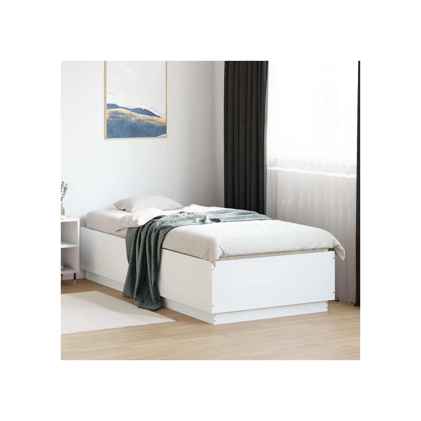 Cadre de lit sans matelas blanc 100x200 cm