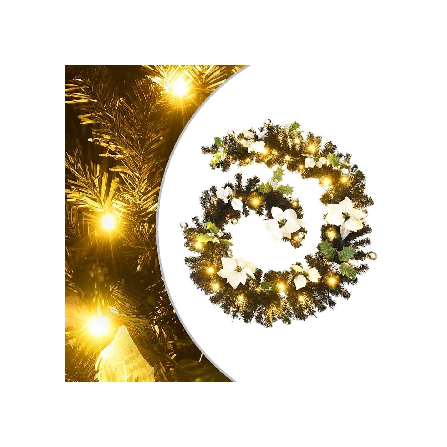 Guirlande de Noël avec lumières LED Noir 2,7 m PVC