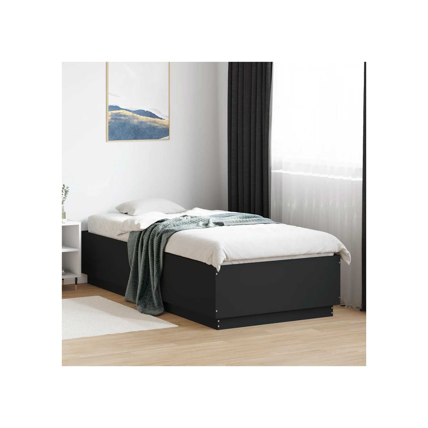 Cadre de lit sans matelas noir 100x200 cm