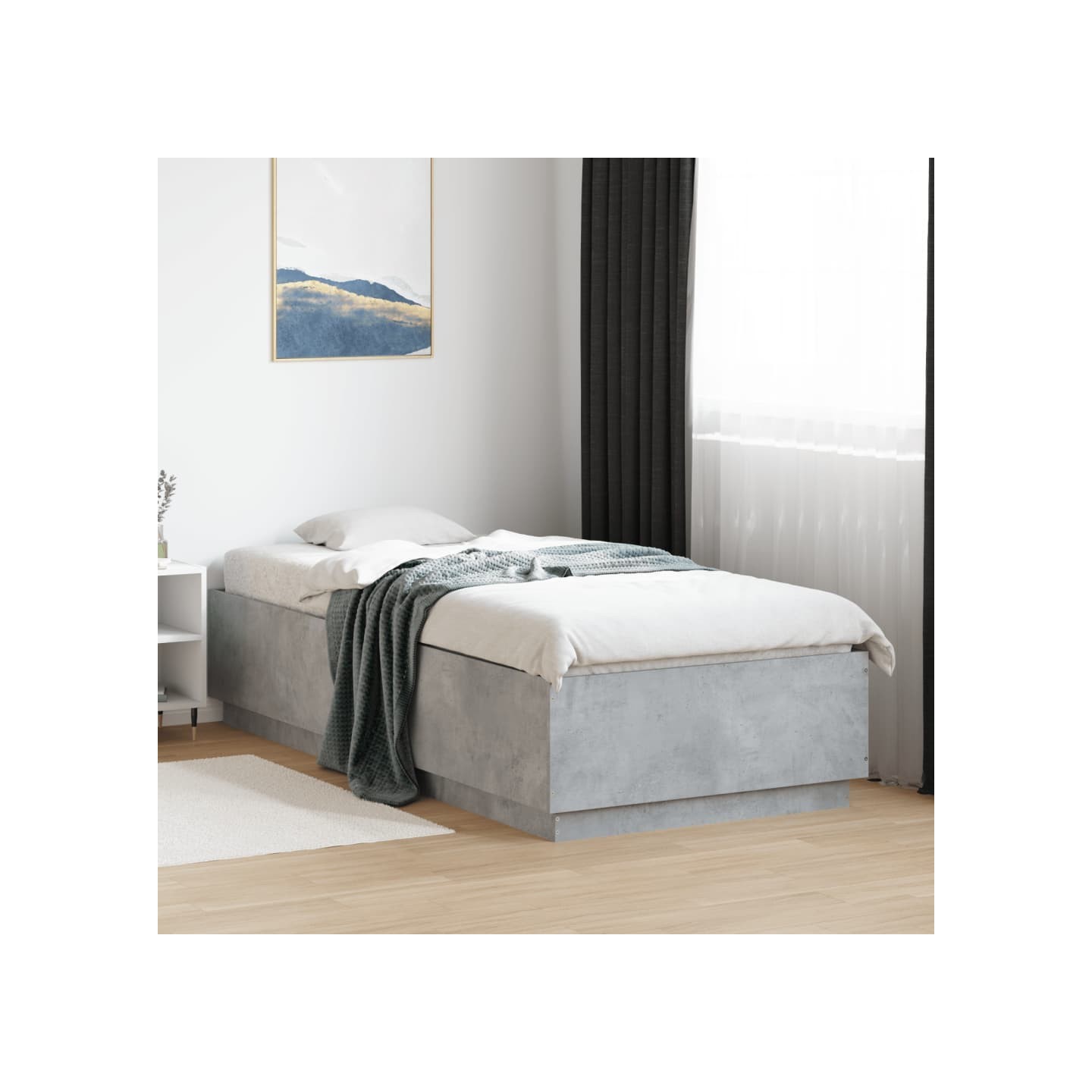 Cadre de lit sans matelas gris béton 90x200 cm