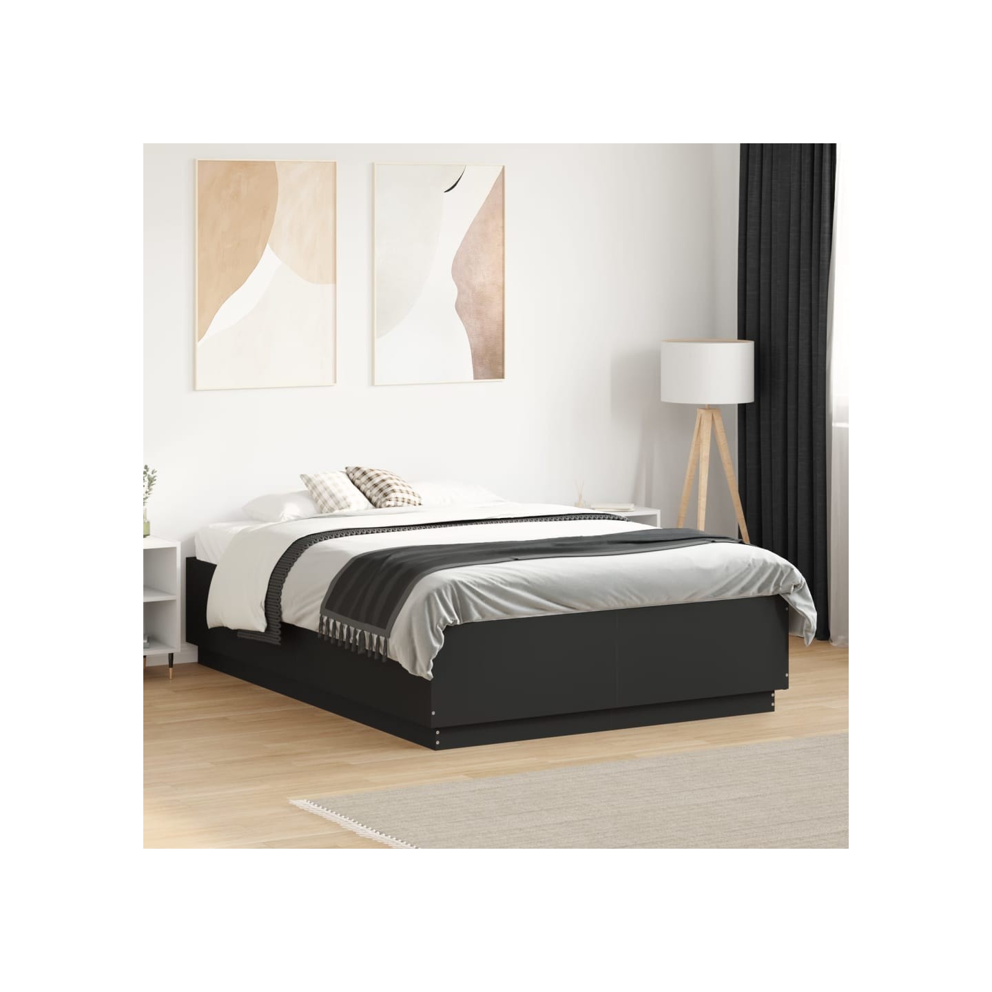 Cadre de lit sans matelas noir 135x190 cm
