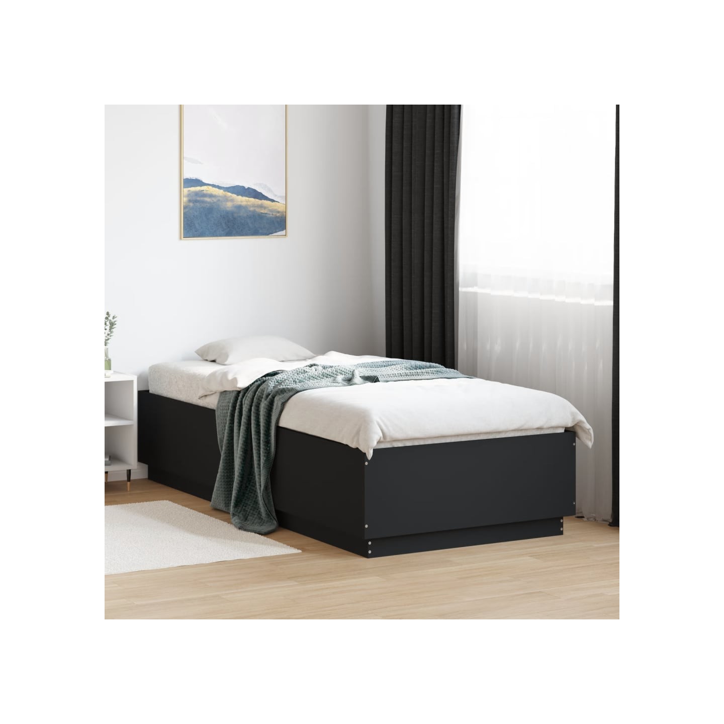 Cadre de lit sans matelas noir 90x200 cm
