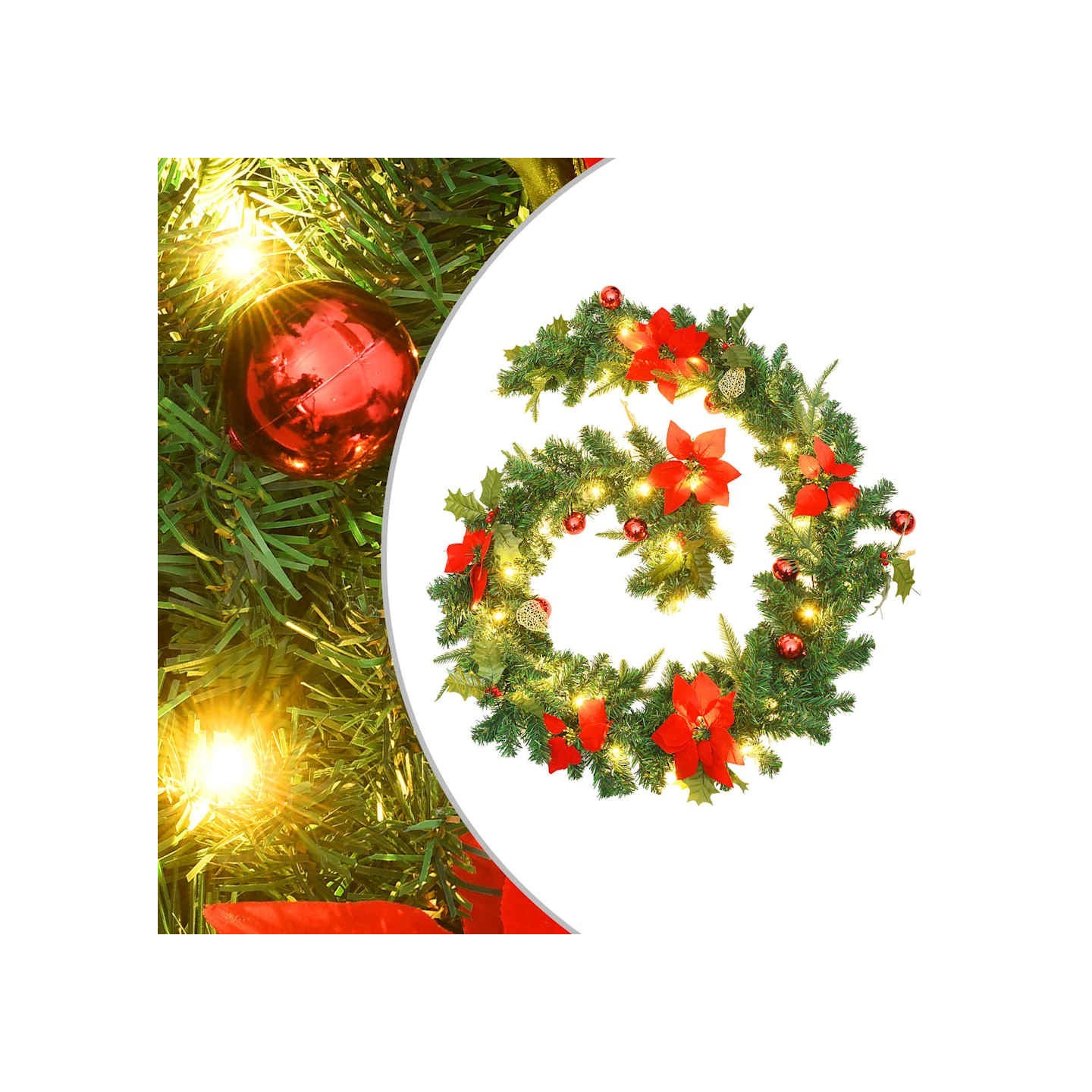 Guirlande de Noël avec lumières LED Vert 2,7 m PVC