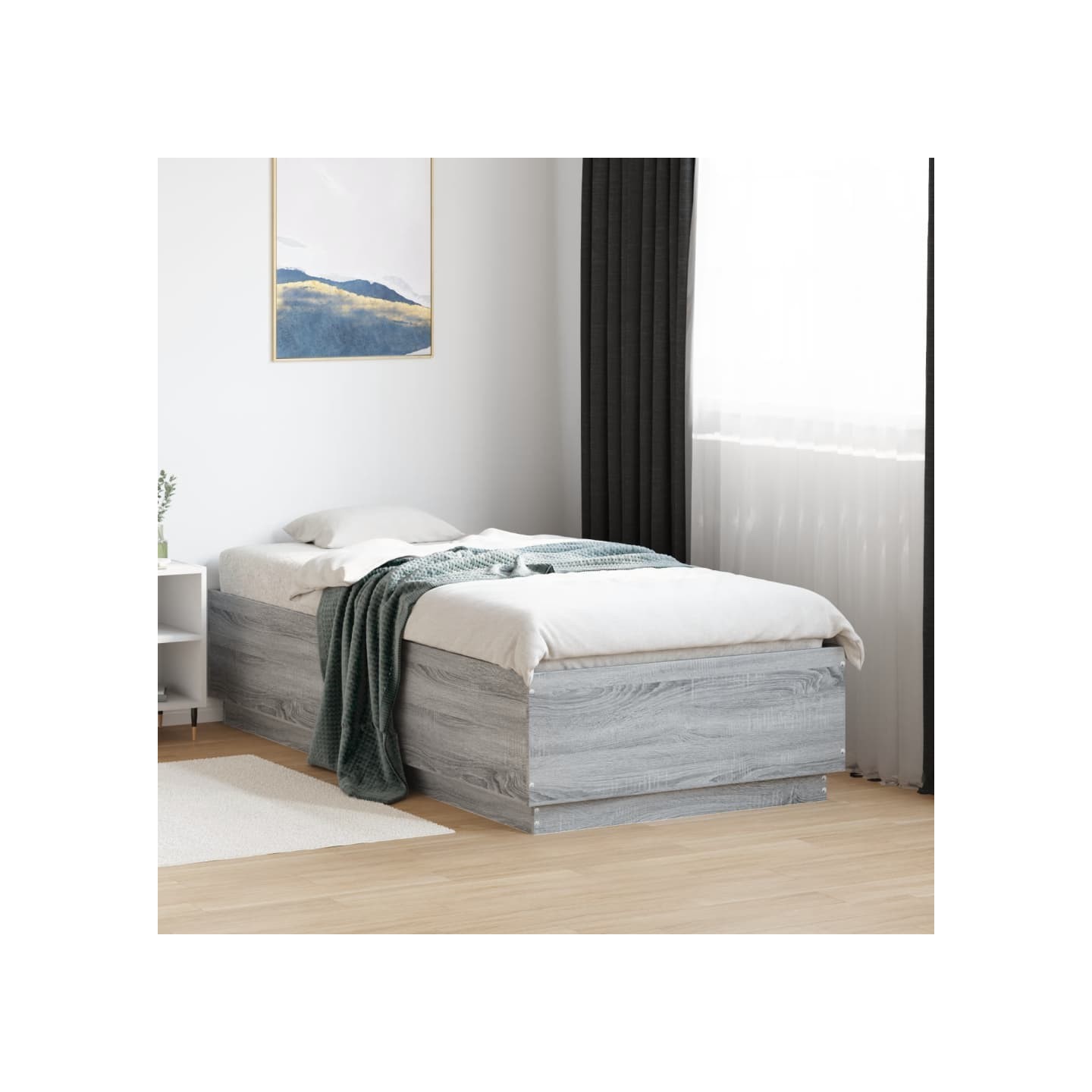 Cadre de lit sans matelas sonoma gris 75x190 cm