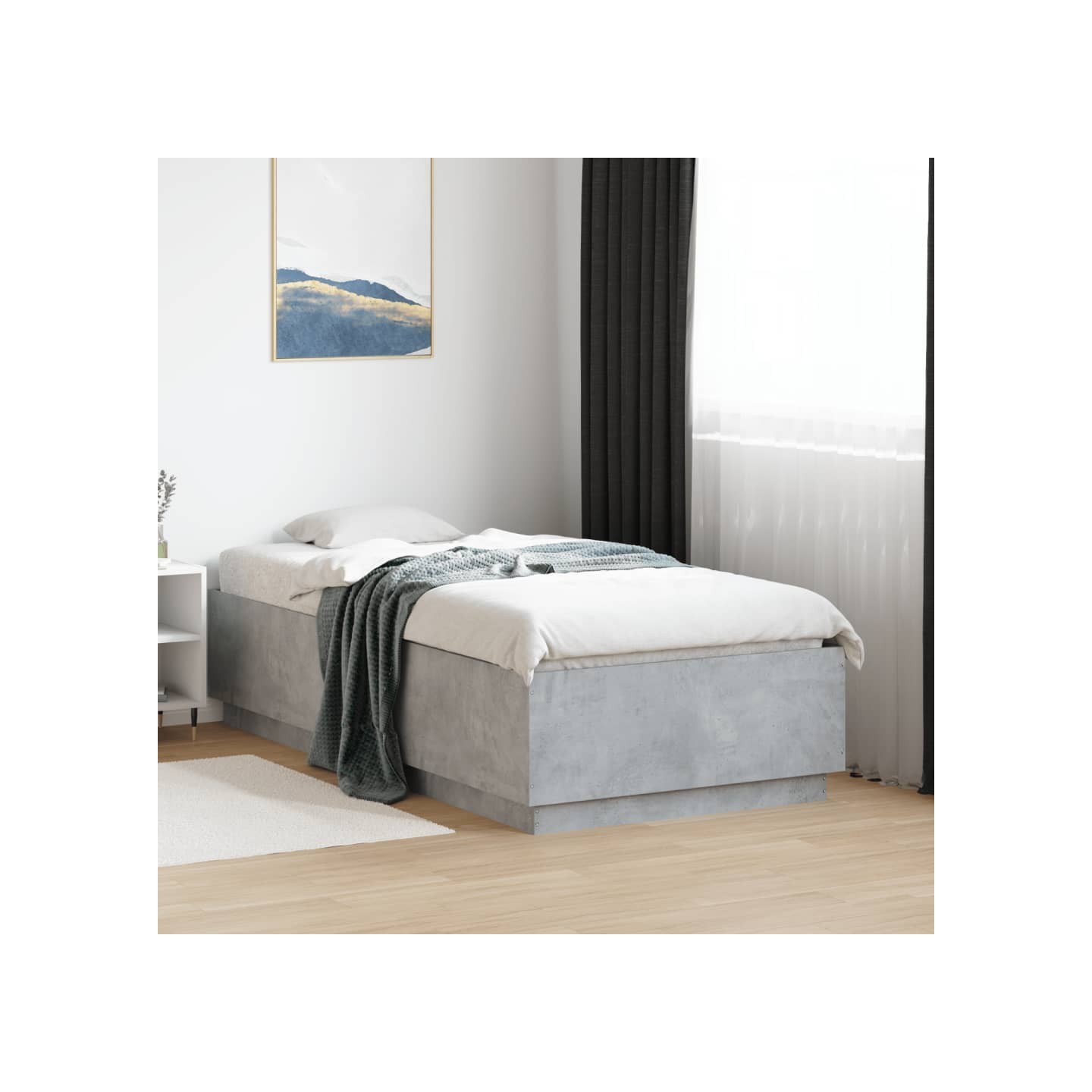 Cadre de lit sans matelas gris béton 90x190 cm