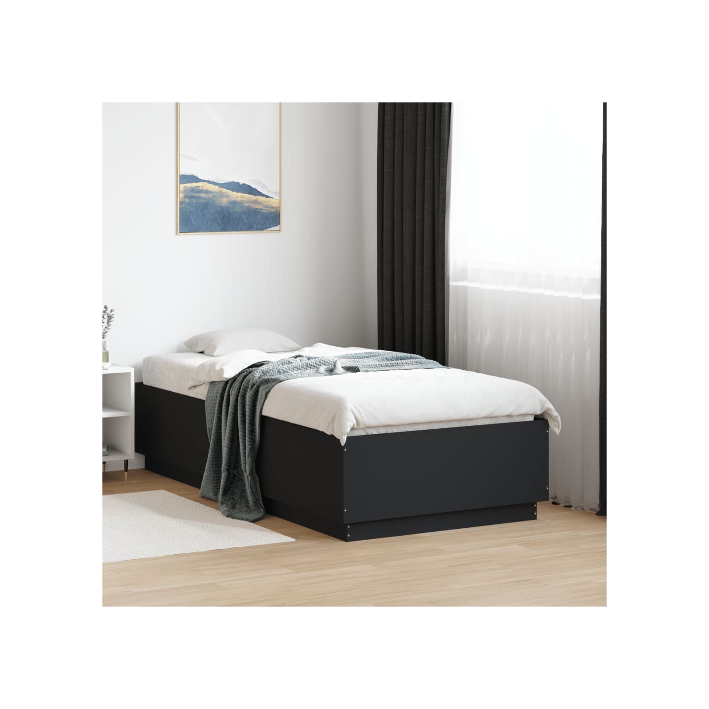 Cadre de lit sans matelas noir 90x190 cm