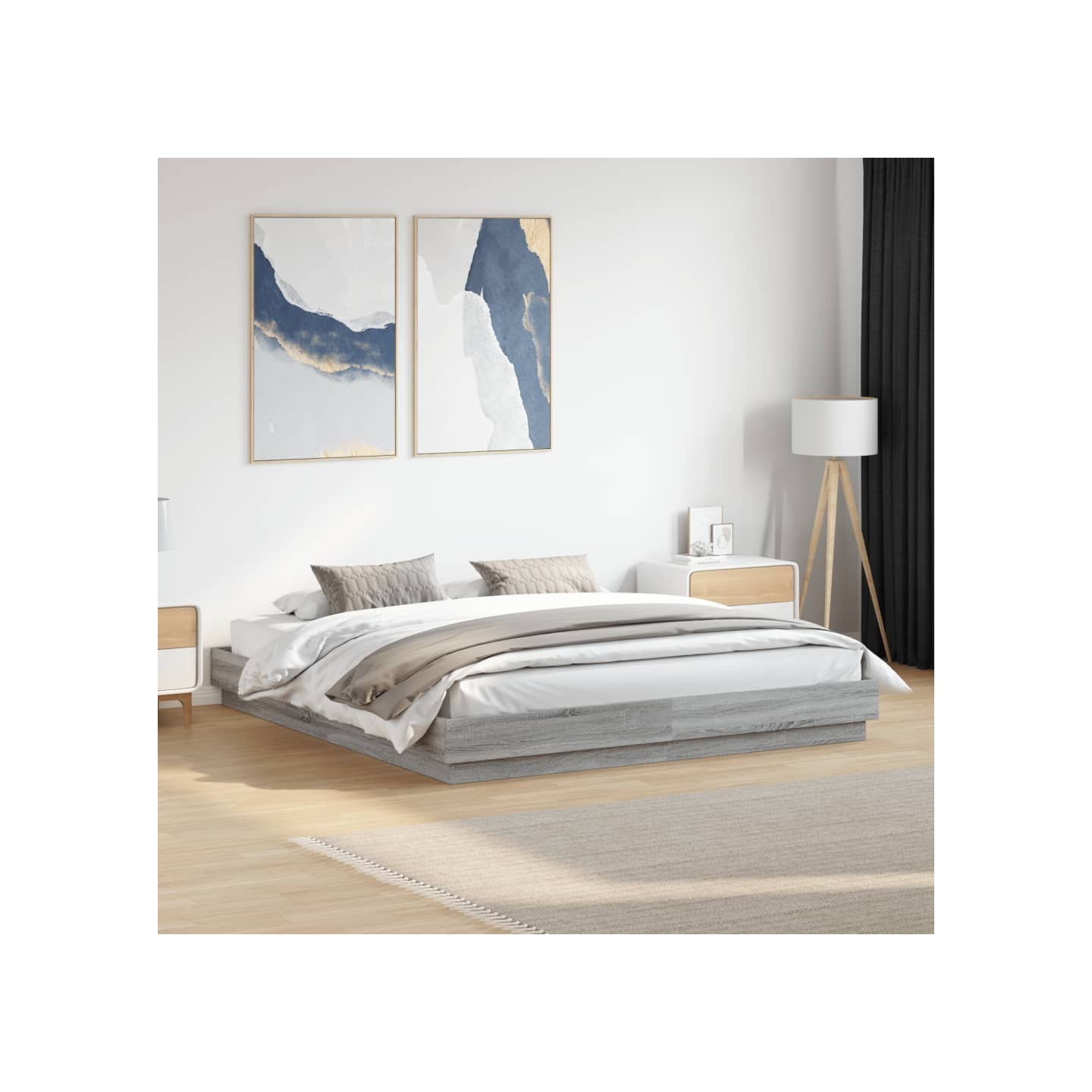 Cadre de lit avec LED sans matelas sonoma gris 180x200 cm