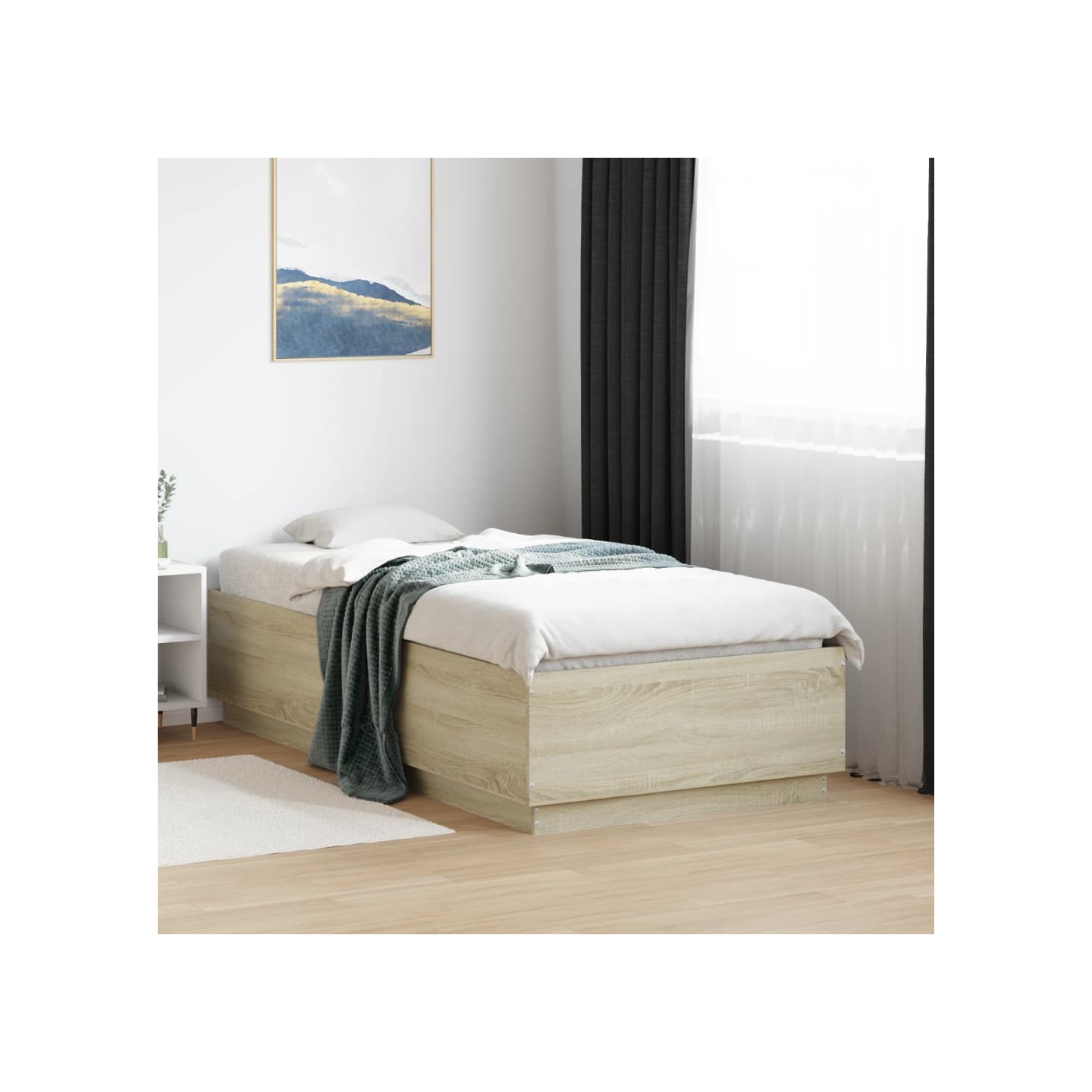 Cadre de lit sans matelas chêne sonoma 75x190 cm