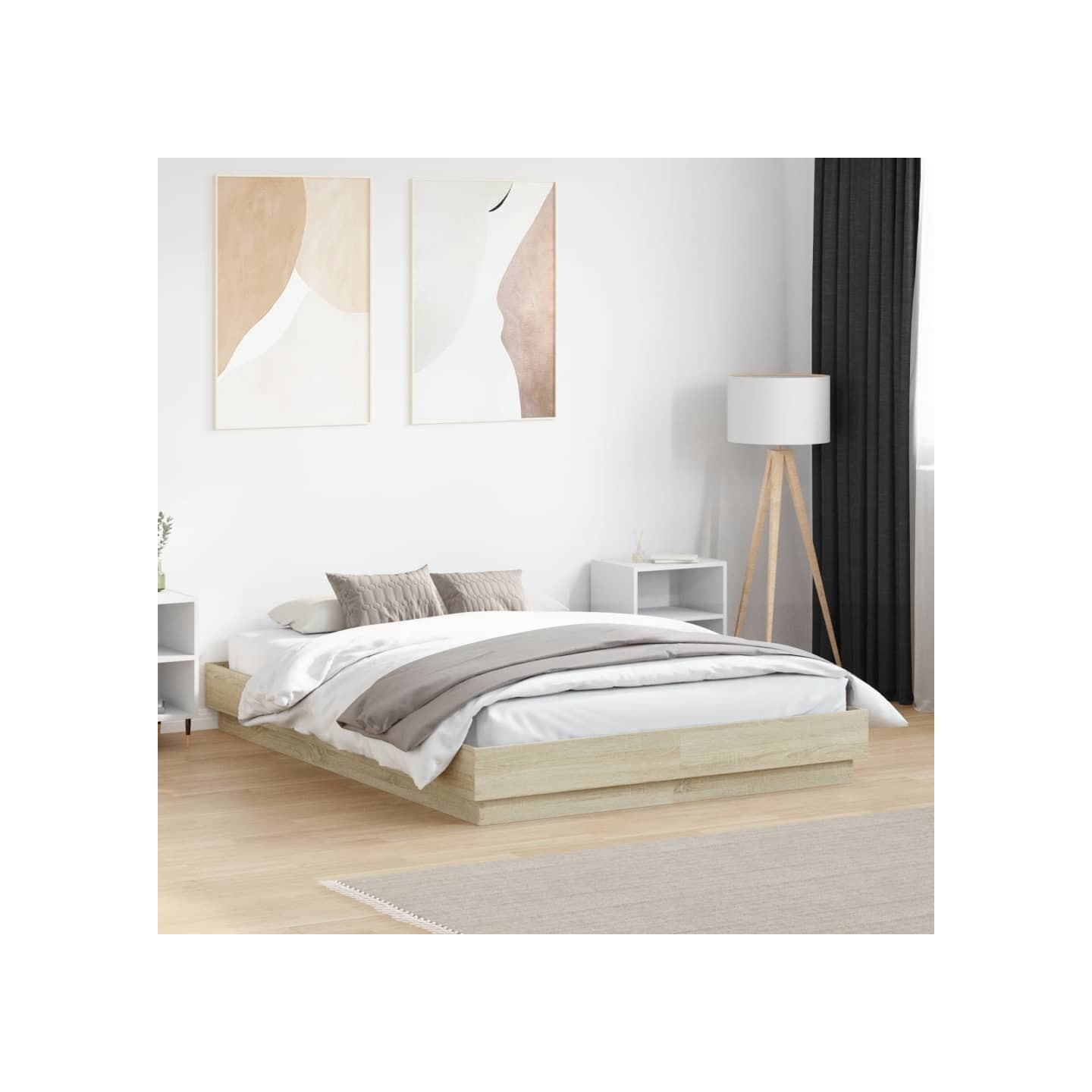 Cadre de lit avec LED sans matelas chêne sonoma 120x190 cm