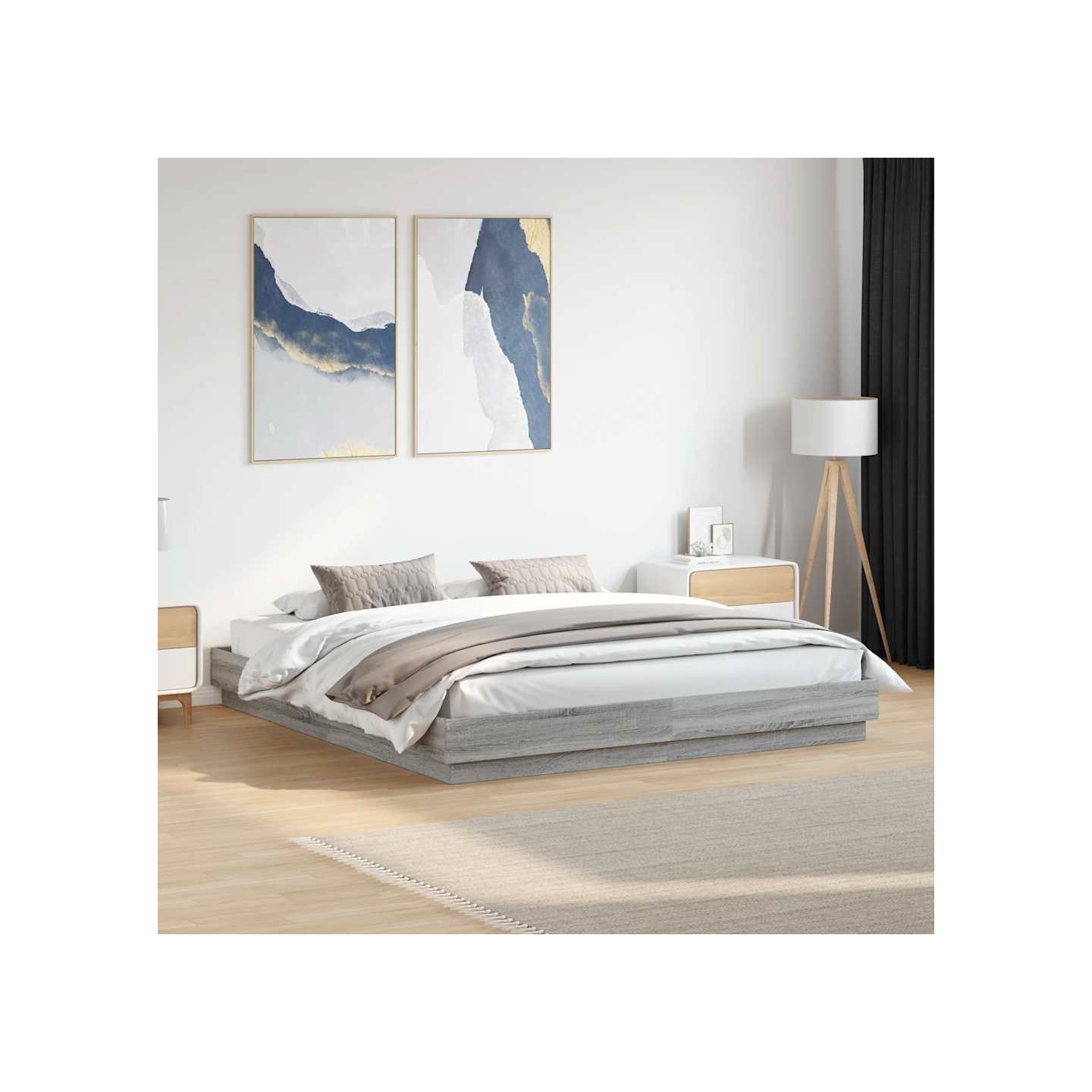Cadre de lit sans matelas sonoma gris 180x200 cm