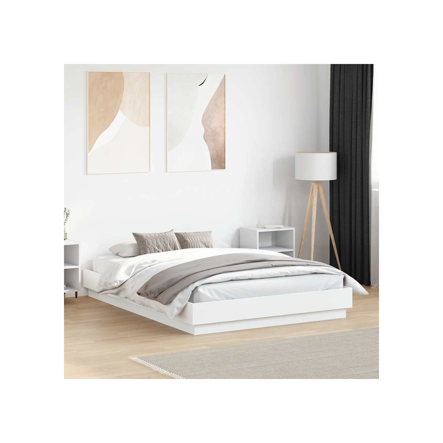 Cadre de lit sans matelas blanc 140x190 cm