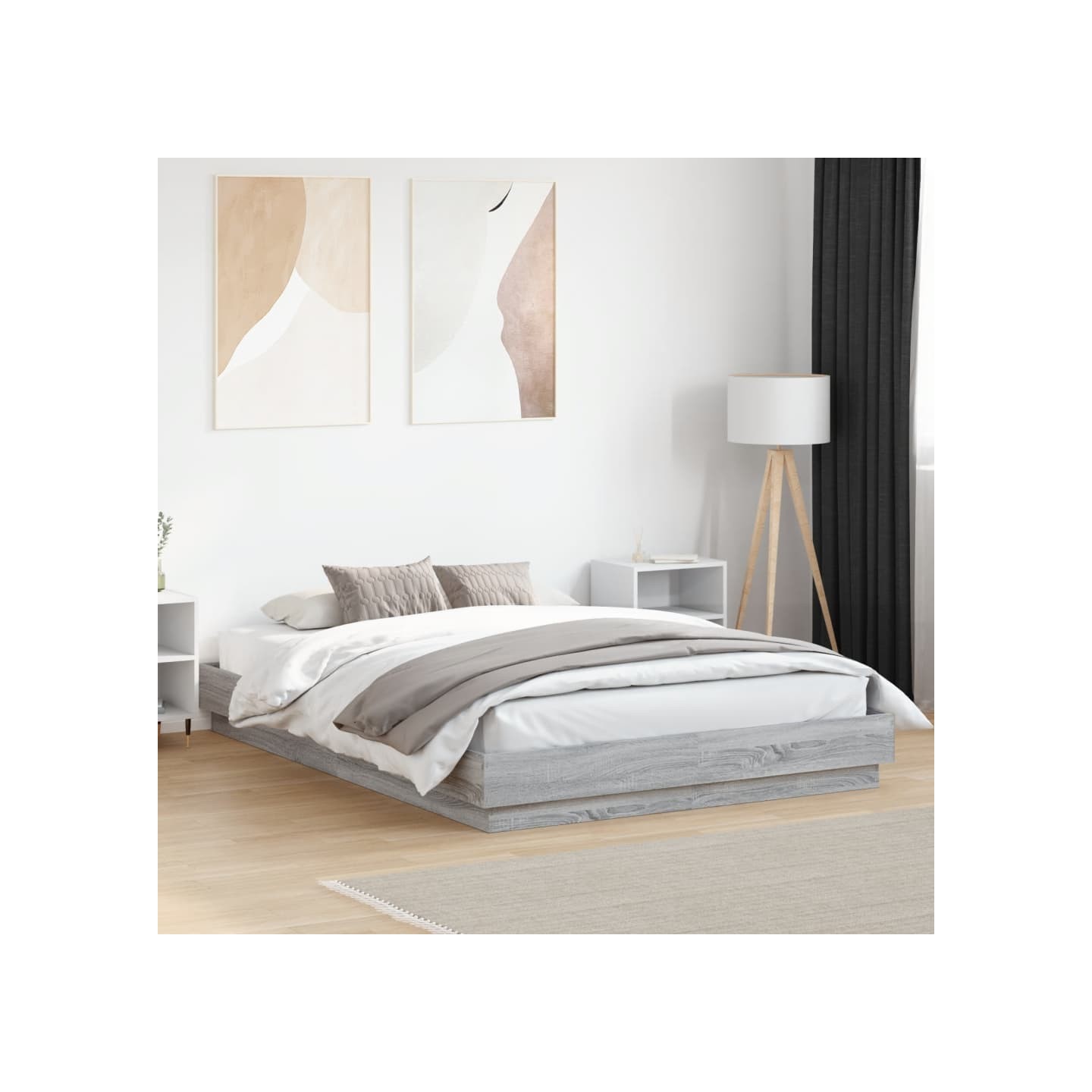 Cadre de lit sans matelas sonoma gris 140x200 cm