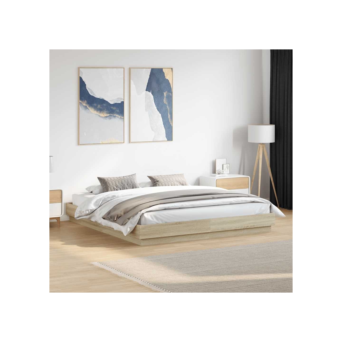 Cadre de lit sans matelas chêne sonoma 200x200 cm