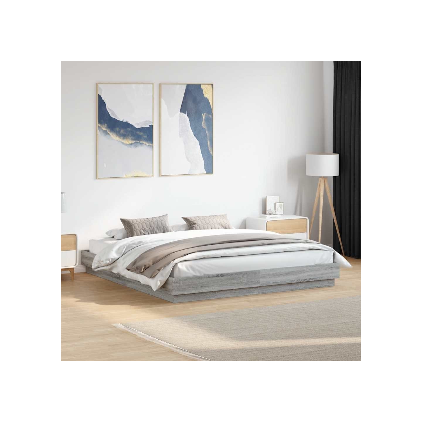 Cadre de lit sans matelas sonoma gris 200x200 cm