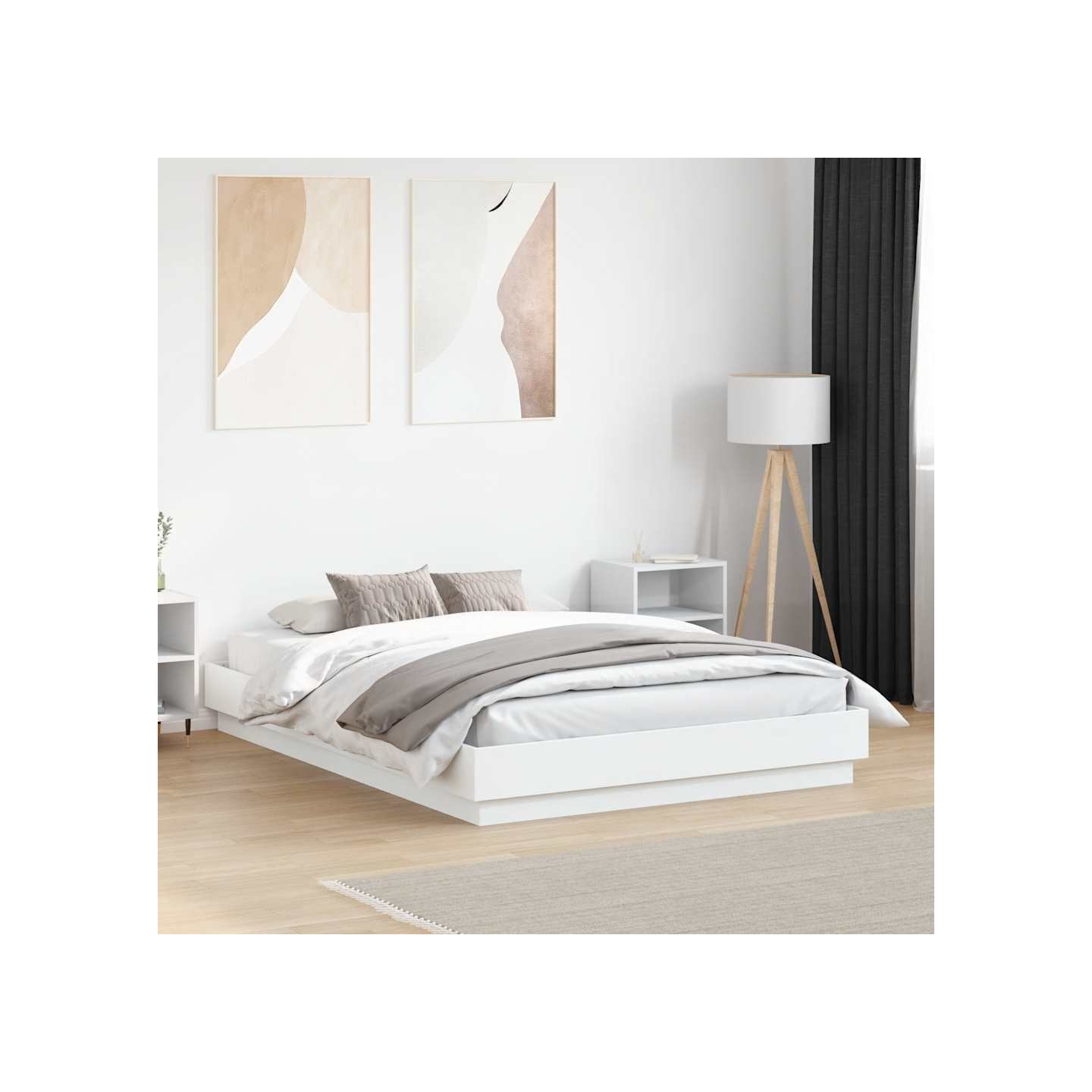 Cadre de lit sans matelas blanc 135x190 cm