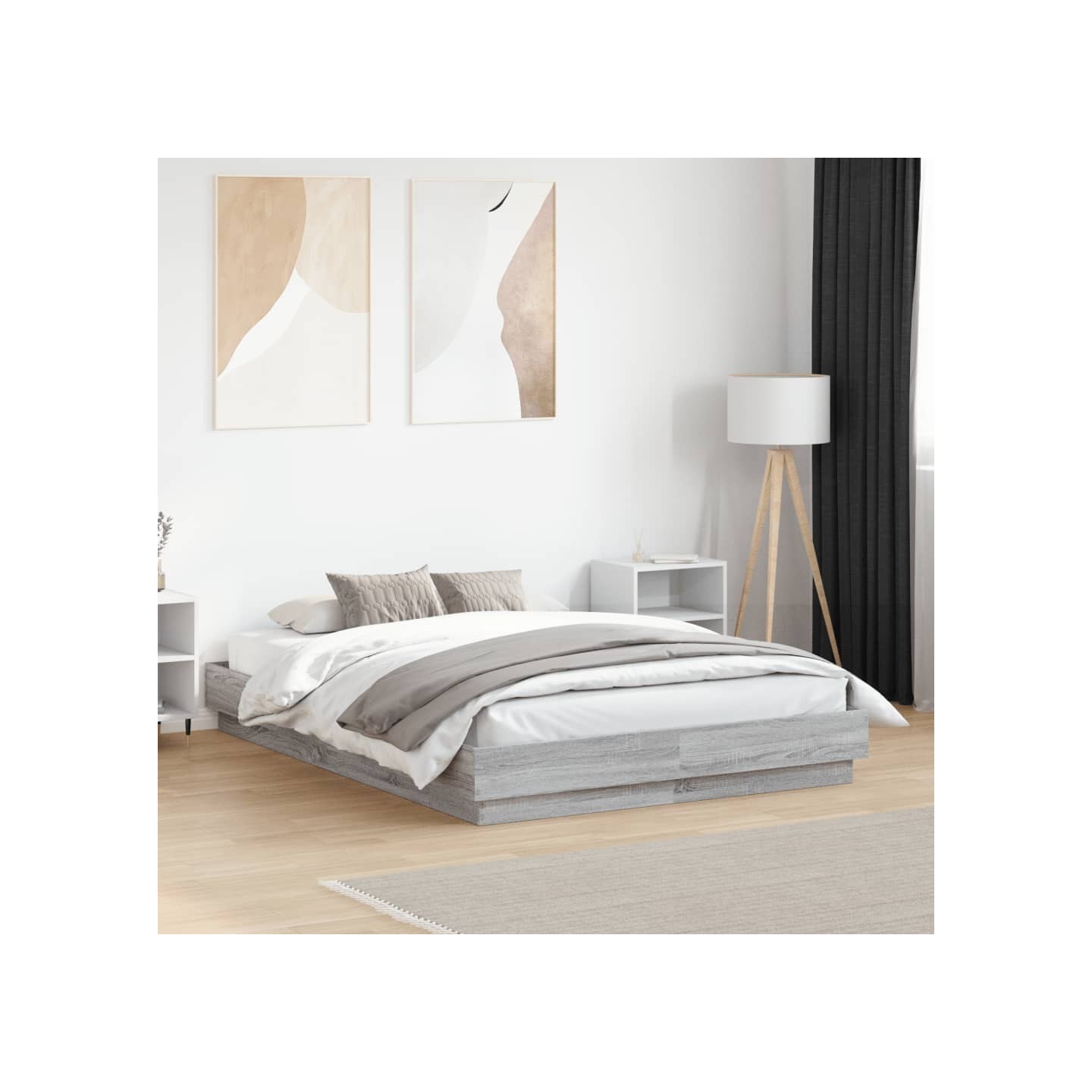 Cadre de lit sans matelas sonoma gris 135x190 cm