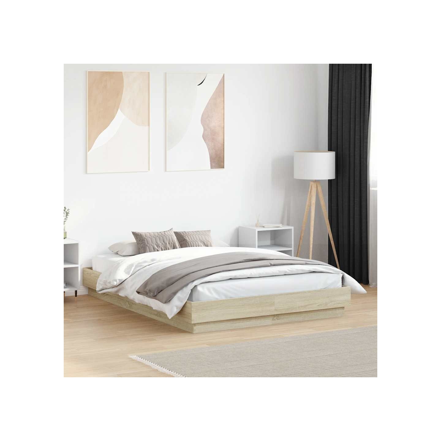 Cadre de lit sans matelas chêne sonoma 135x190 cm