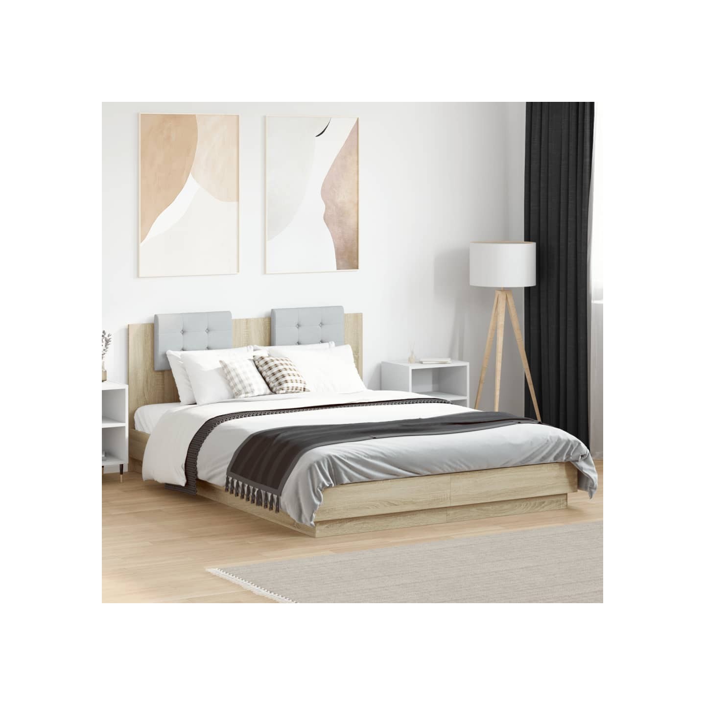 Cadre de lit sans matelas chêne sonoma 140x200 cm
