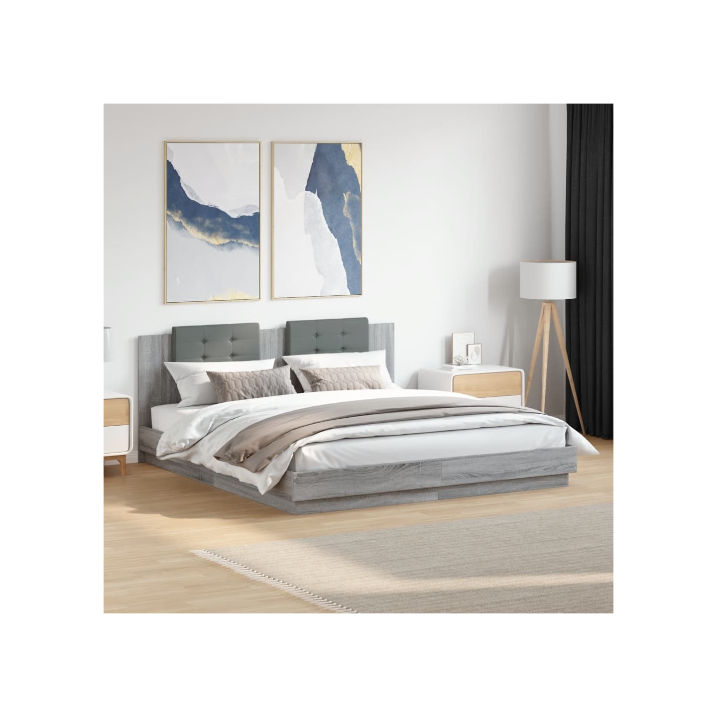 Cadre de lit sans matelas sonoma gris 200x200 cm