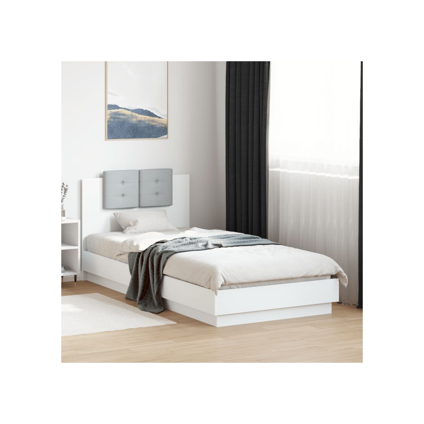 Cadre de lit sans matelas blanc 100x200 cm
