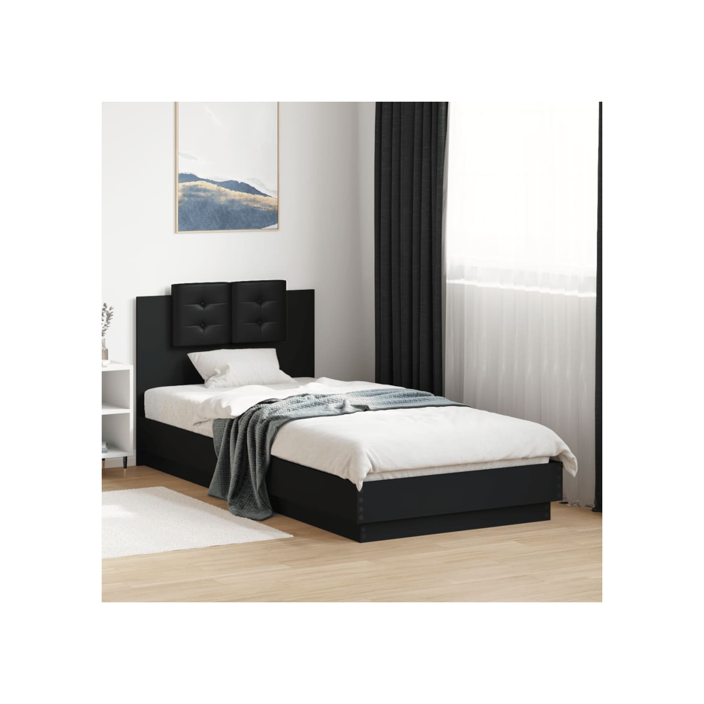 Cadre de lit sans matelas noir 100x200 cm