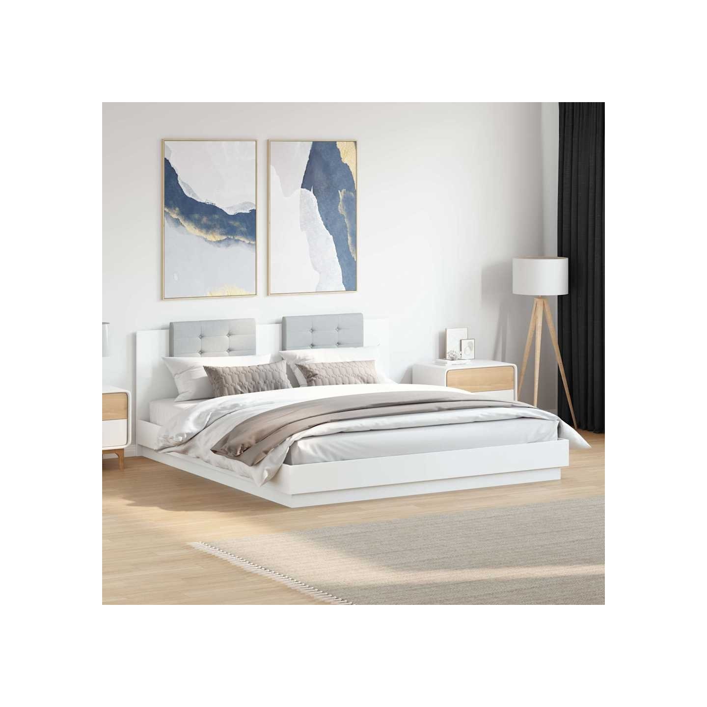 Cadre de lit sans matelas blanc 160x200 cm