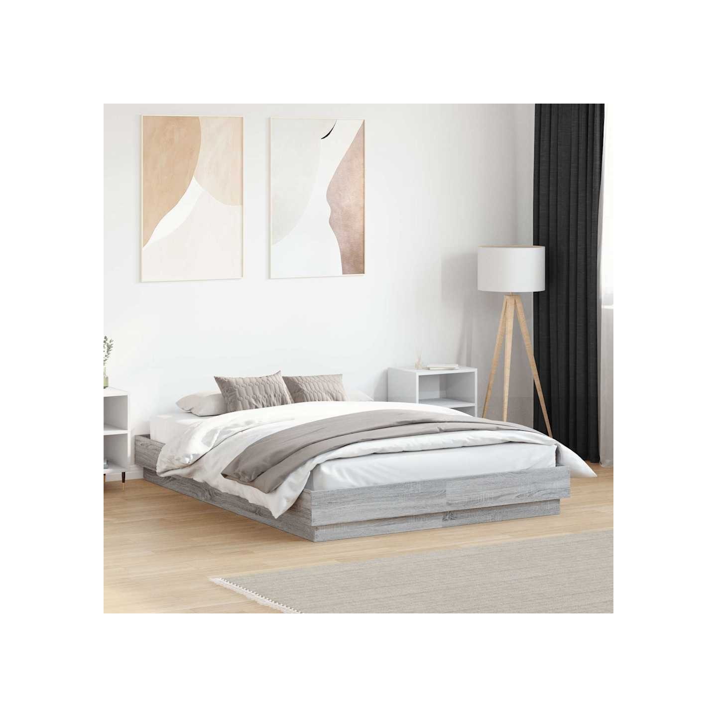 Cadre de lit sans matelas sonoma gris 120x190 cm