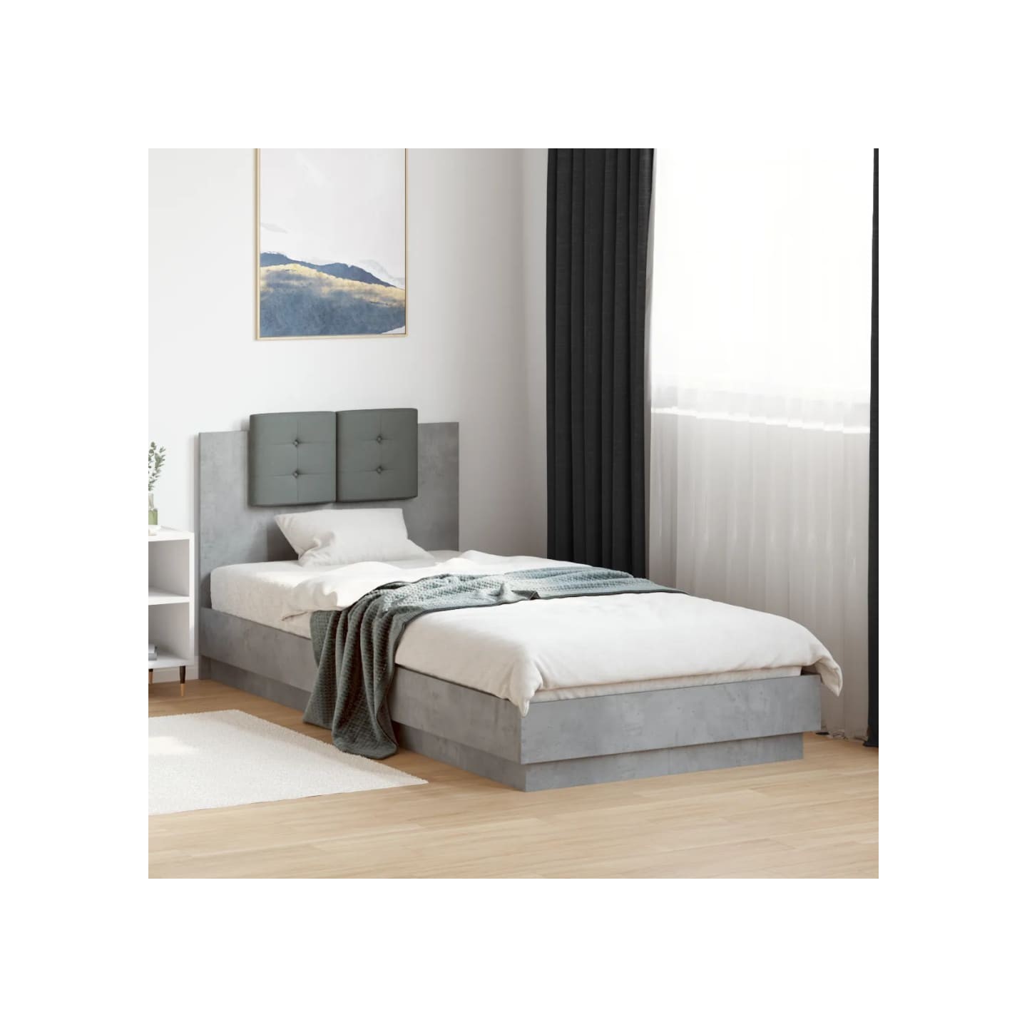 Cadre de lit sans matelas gris béton 100x200 cm