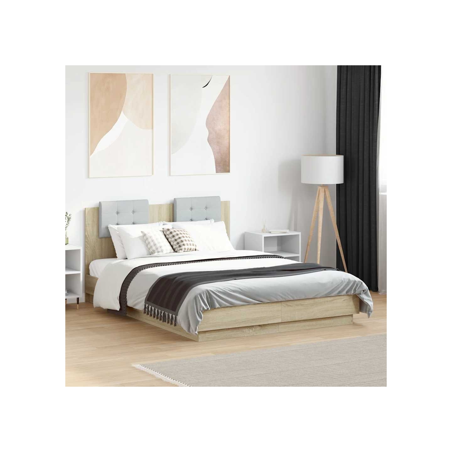 Cadre de lit sans matelas chêne sonoma 140x190 cm