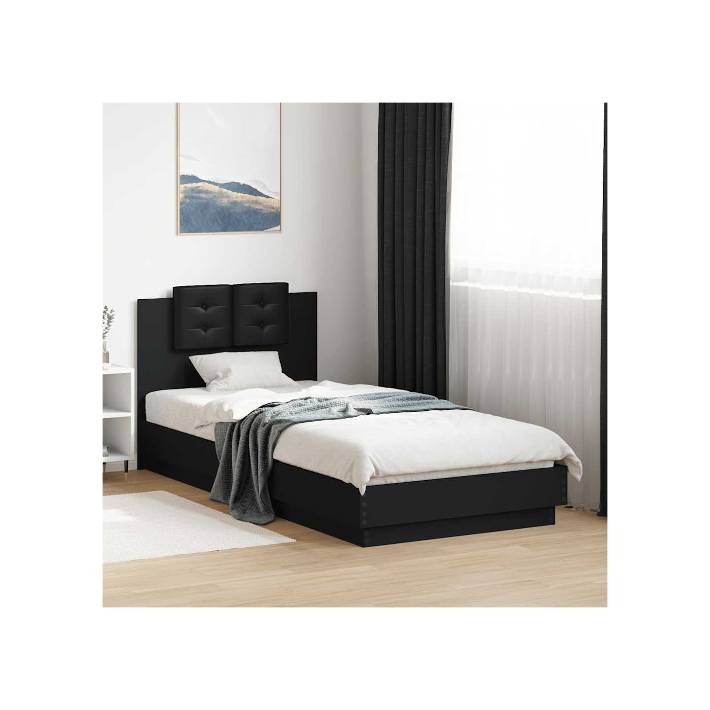 Cadre de lit sans matelas noir 90x200 cm